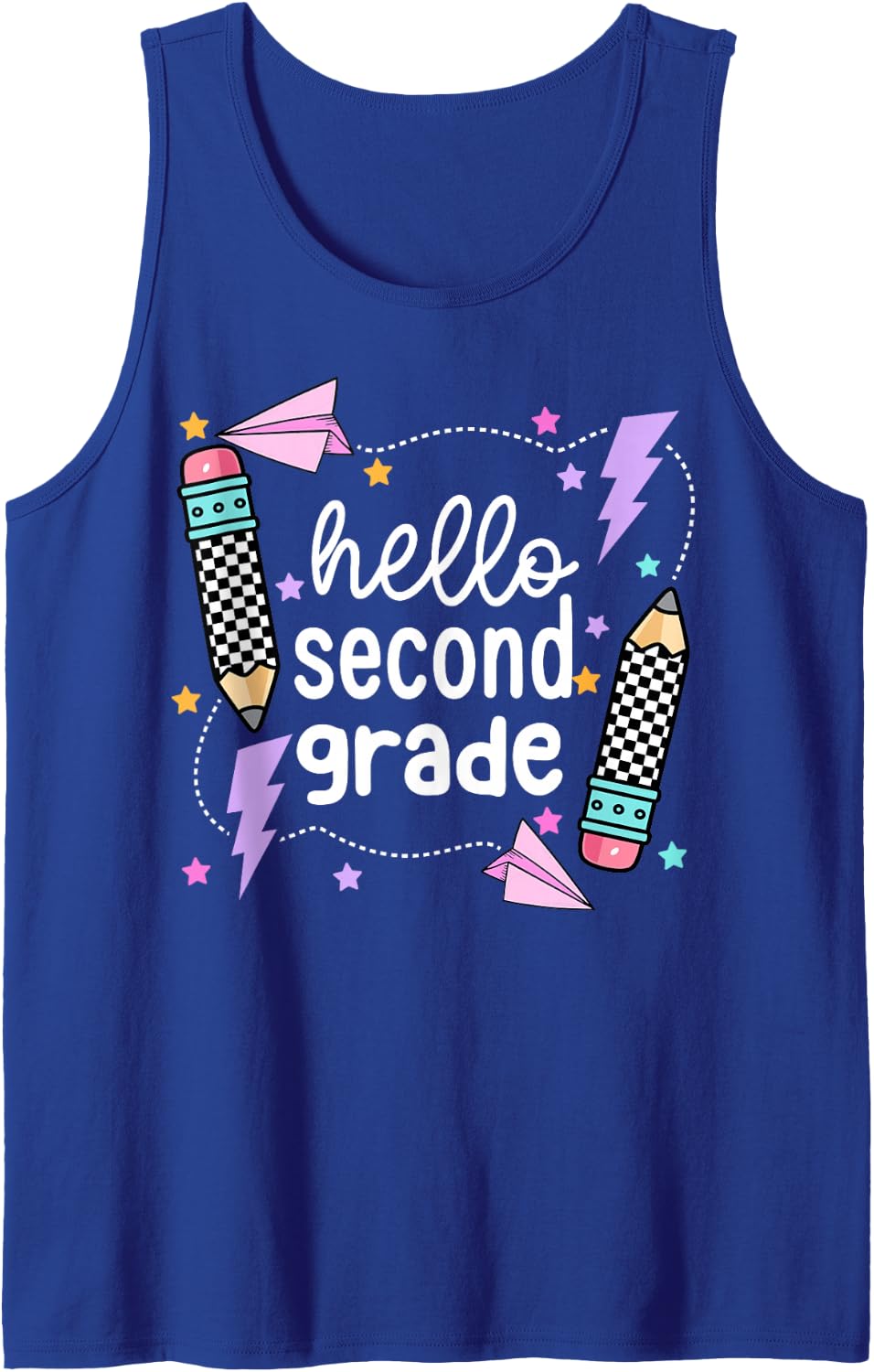 Hello Second Grade Back to School 2nd Grade Teacher Kids Sleeveless Tank Top - Royal Blue
