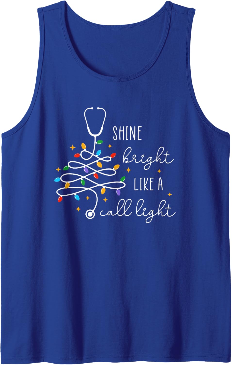 Funny Shine Bright Like A Call Light Nurse Merry Christmas Sleeveless Tank Top - Royal Blue