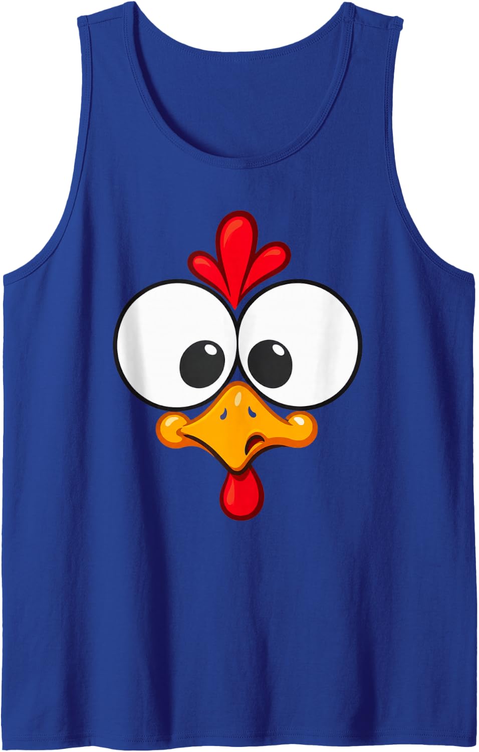 Turkey Face Thanksgiving Funny Chicken Cartoon Face Sleeveless Tank Top - Royal Blue