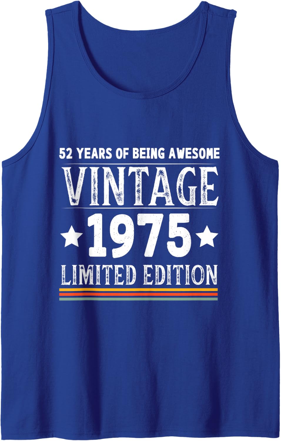 1975 Vintage 52nd Birthday 2027-52 Years of Being Awesome Sleeveless Tank Top - Royal Blue