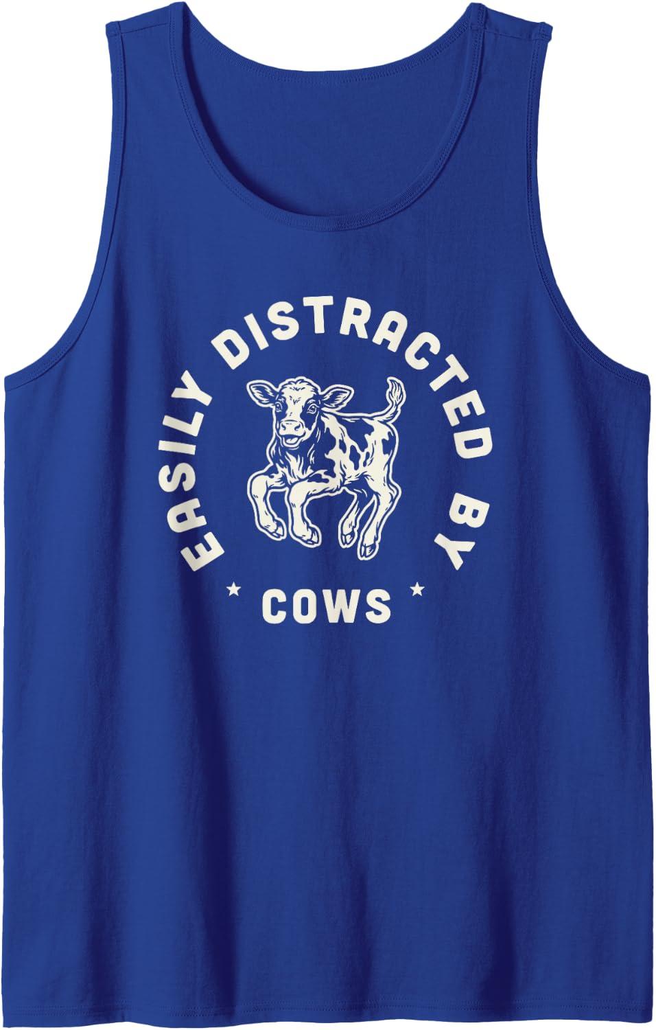 Easily Distracted By Cows Funny Cowgirl Humor for Women Sleeveless Tank Top - Royal Blue