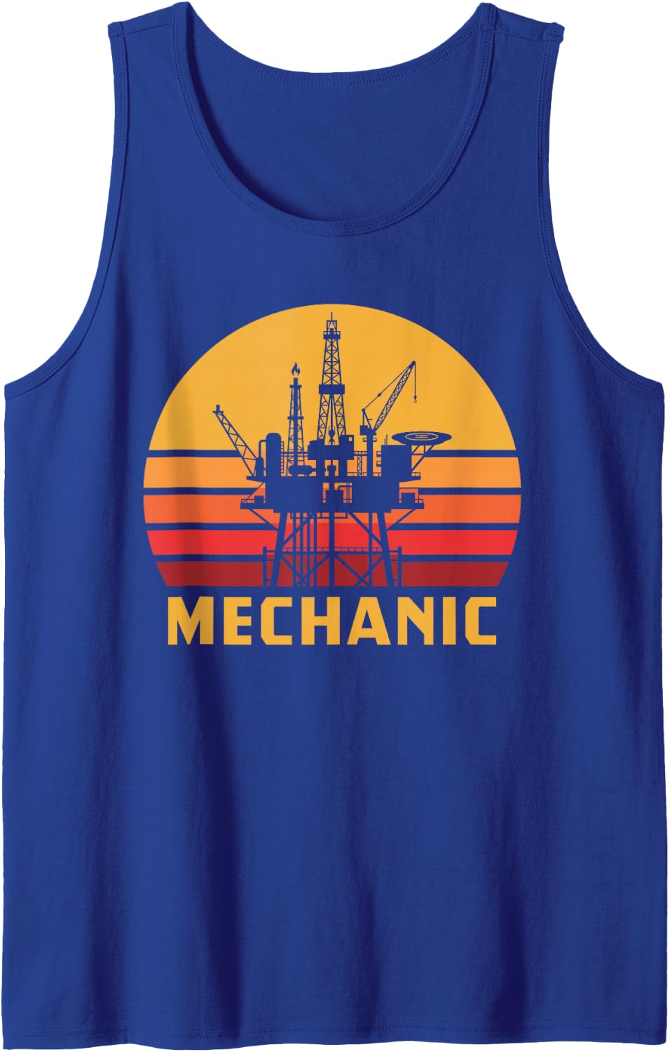 Retro Oil Rig Mechanic Offshore Drilling Platform Technician Sleeveless Tank Top - Royal Blue