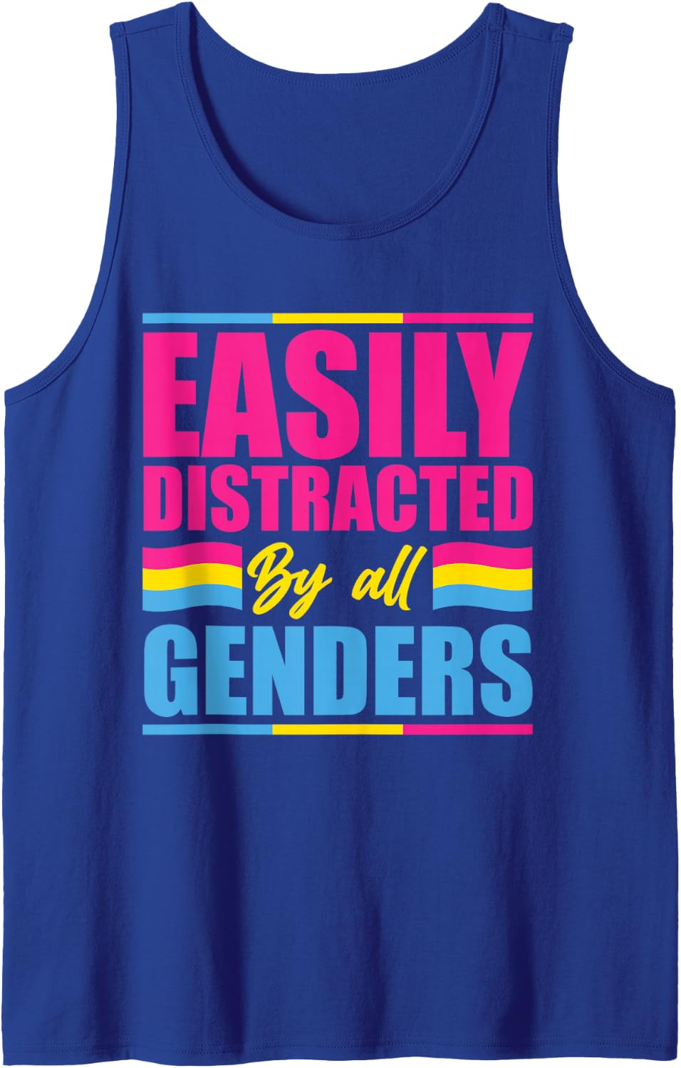 Easily Distracted by All Genders LGBTQ+ Pansexual Pride CSD Tank Top - Royal Blue