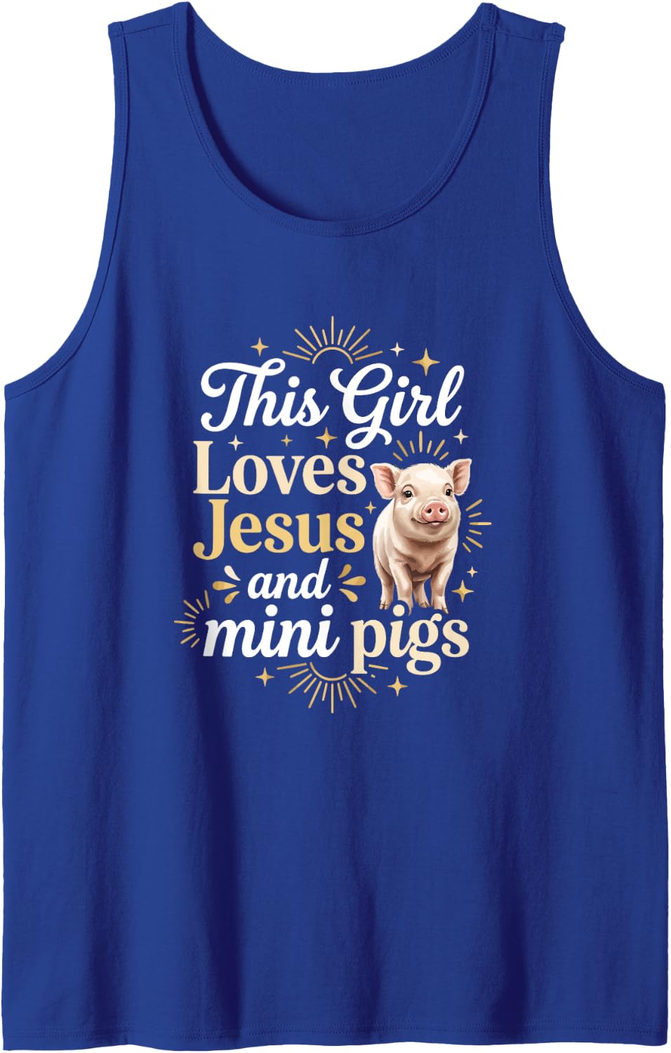Christian This Girl Loves Jesus Mini Pigs Mini Pig Lover Sleeveless Tank Top - Royal Blue