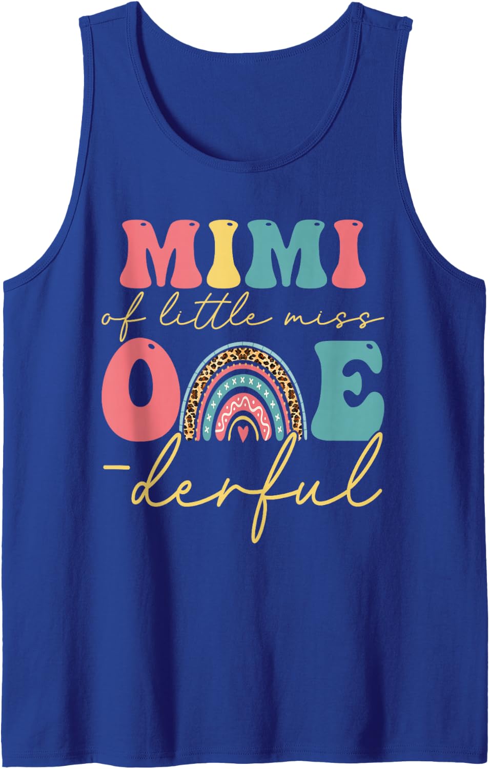 Boho Mimi of Miss One-Derful 1st Birthday Girl Cute Rainbow Sleeveless Tank Top - Royal Blue