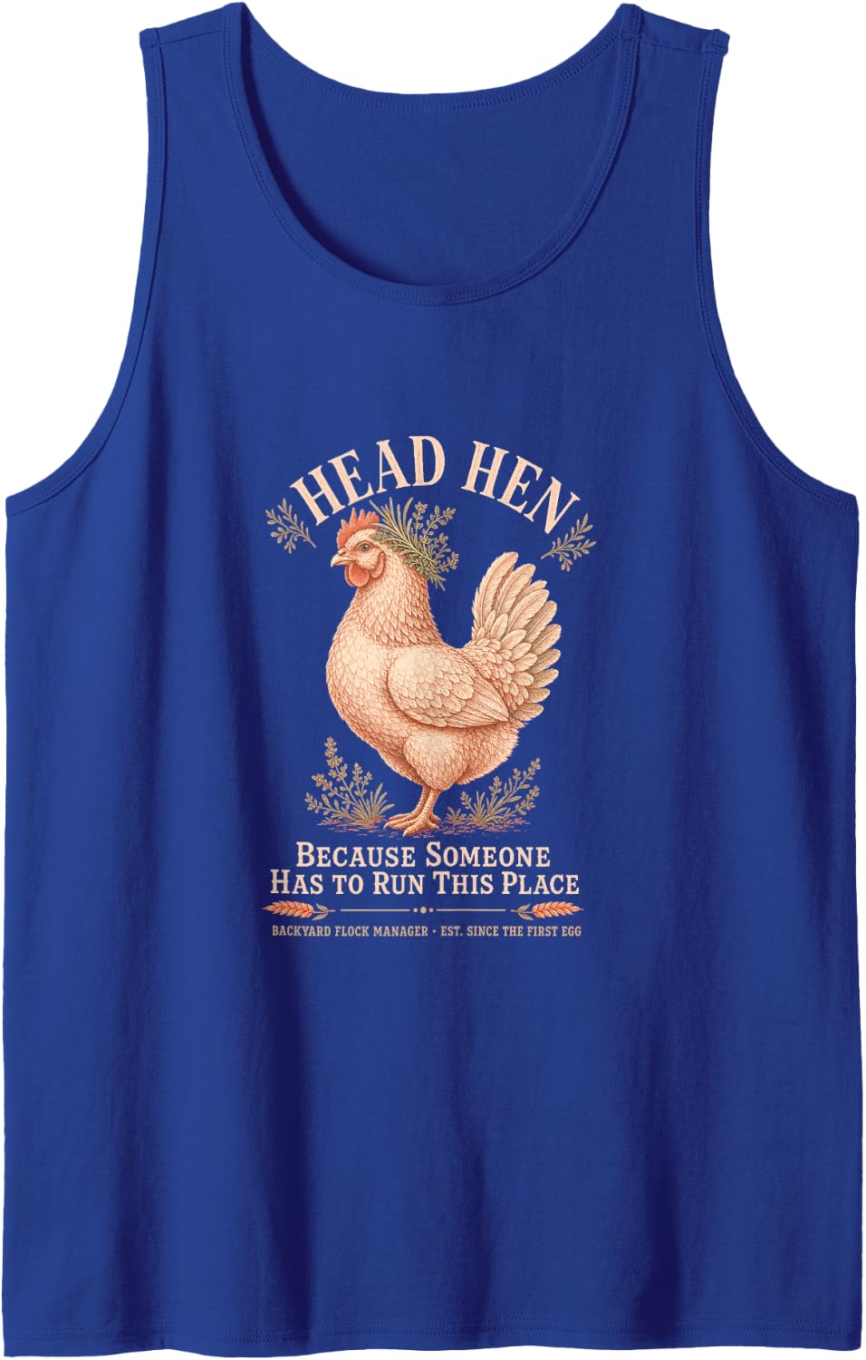 Head Hen Backyard Chicken Keeper Funny Design Sleeveless Tank Top - Royal Blue