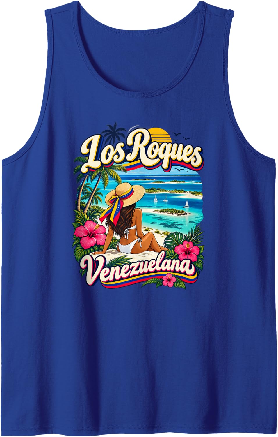 Los Roques Venezuela Beach Venezuelan Pride Vacation Sleeveless Tank Top - Royal Blue