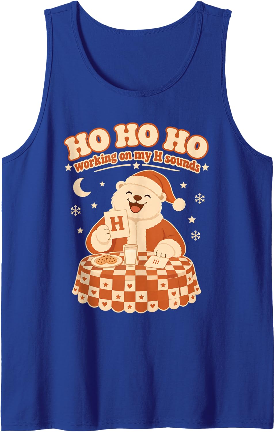 Ho Ho Ho SLP Christmas Polar Bear Sleeveless Tank Top - Royal Blue