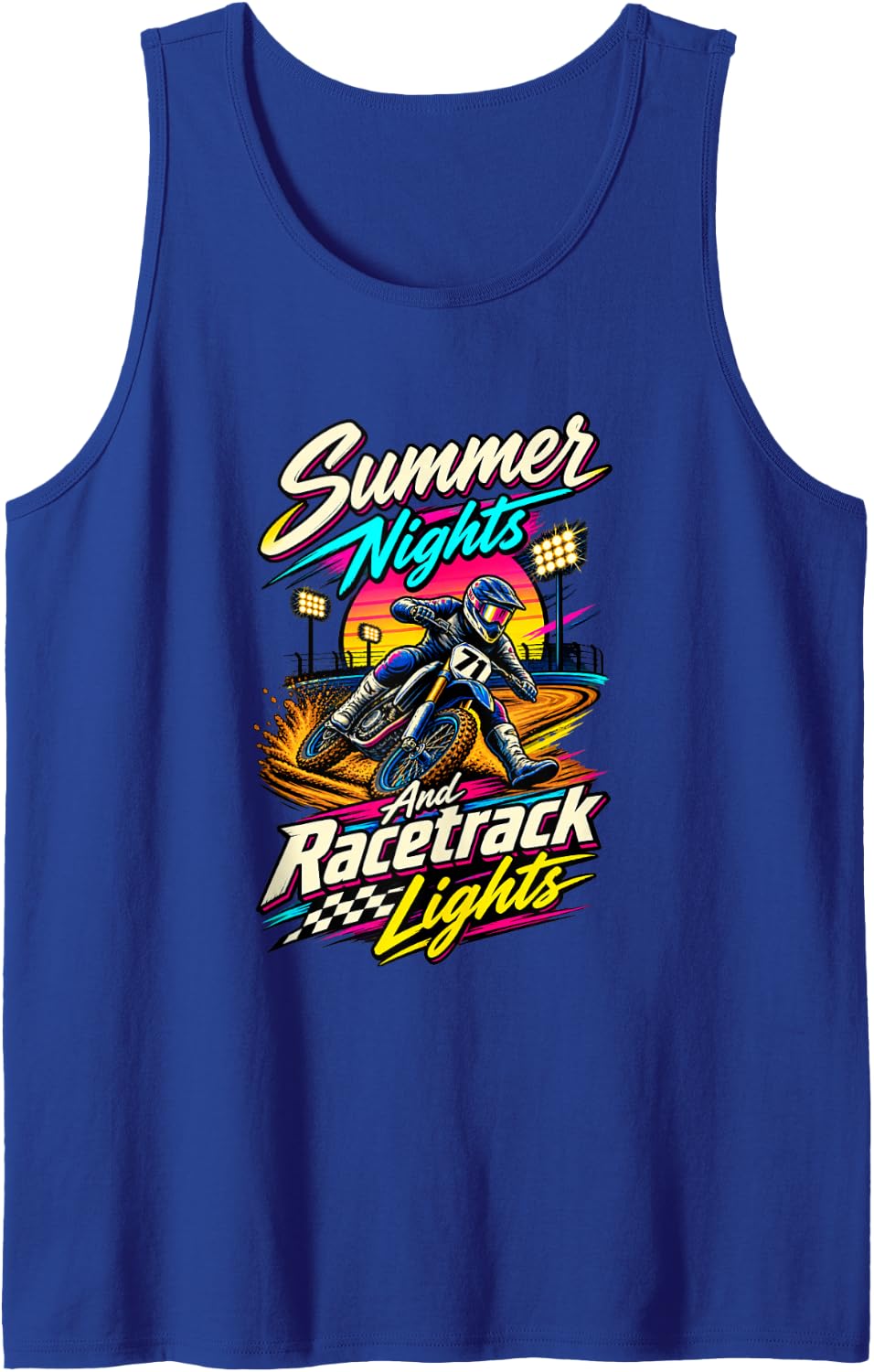 Motorcycle Racing Racetrack Lights Rider Sleeveless Tank Top - Royal Blue