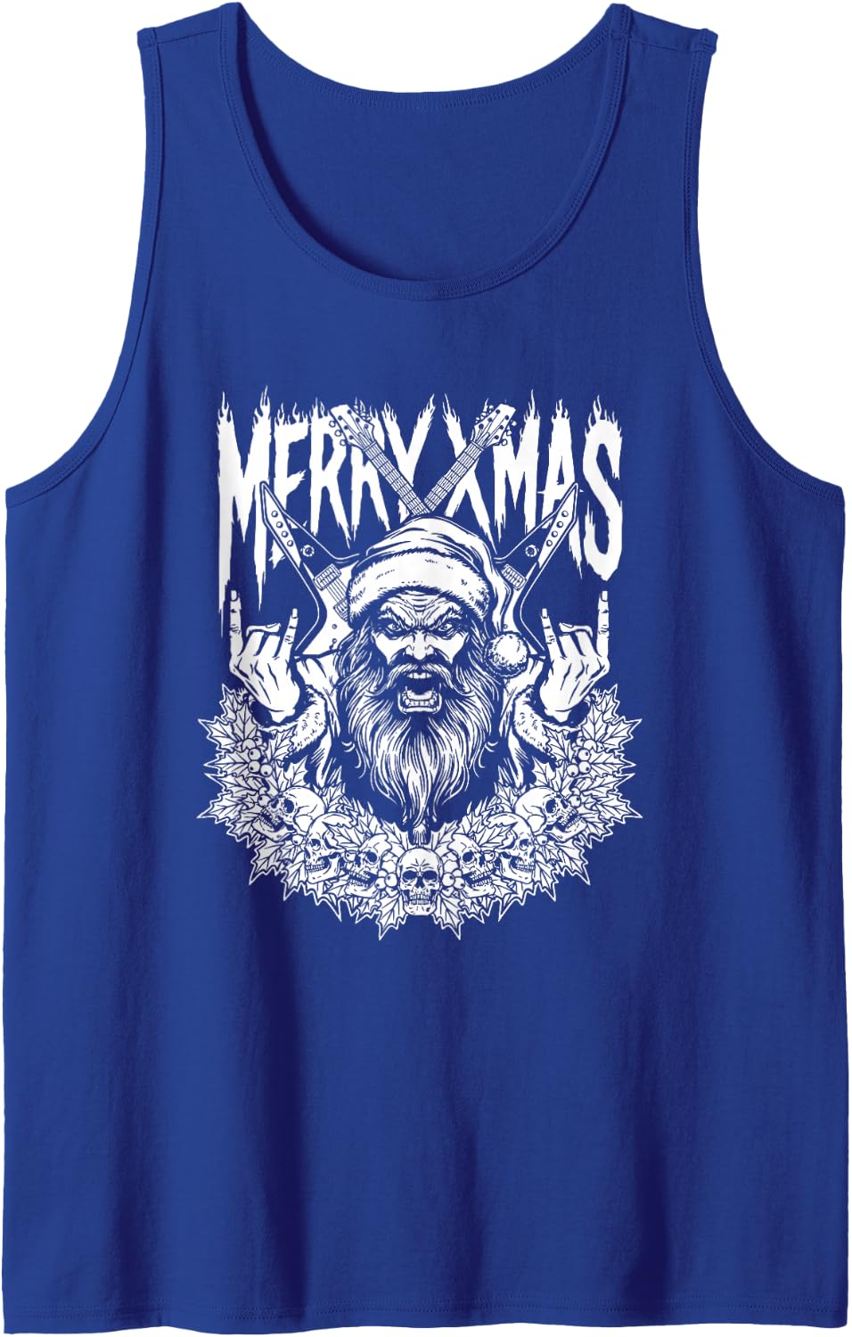 Merry Xmas Hail Santa Winter Solstice Gothic Scary Christmas Sleeveless Tank Top - Royal Blue