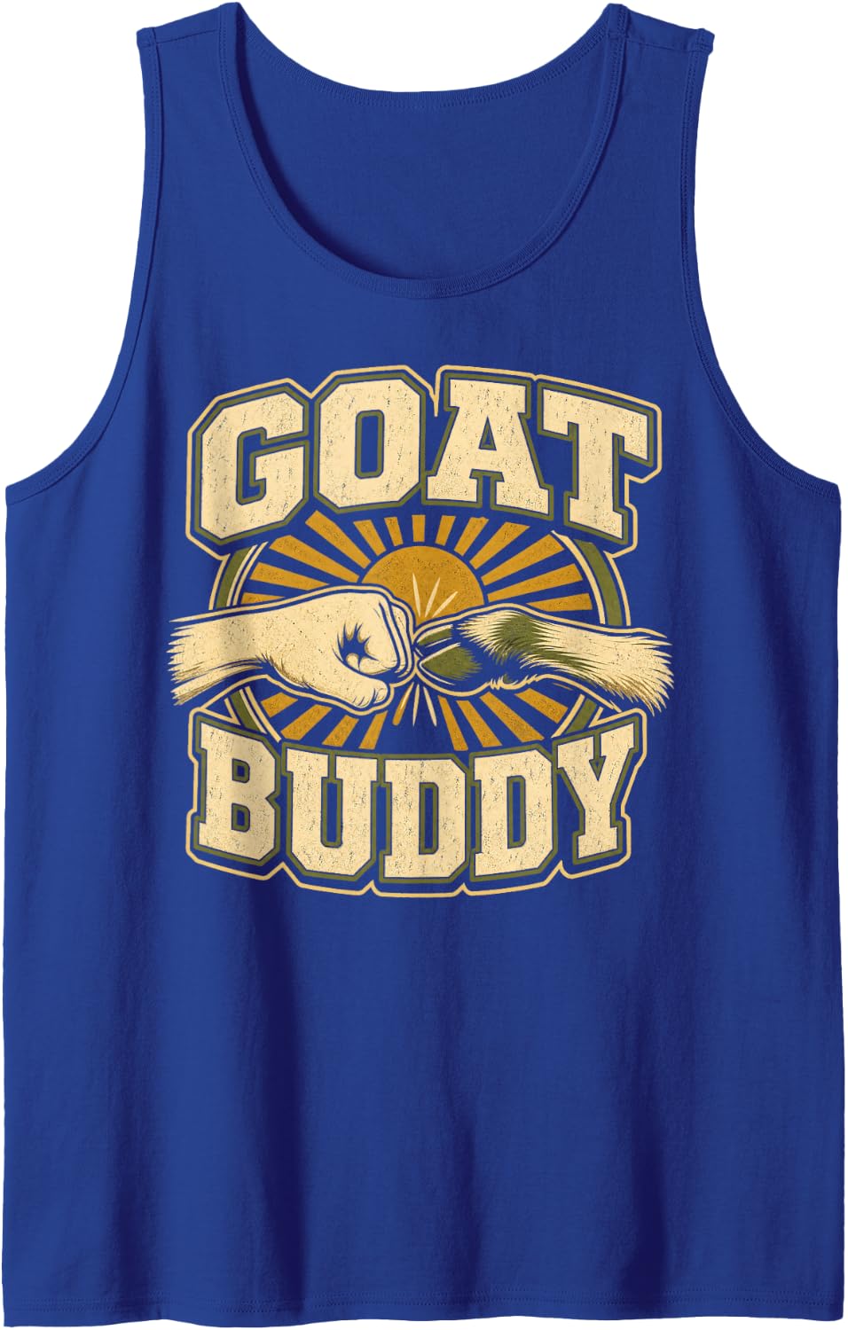 Goat Buddy Fist Bump Farm Sleeveless Tank Top - Royal Blue