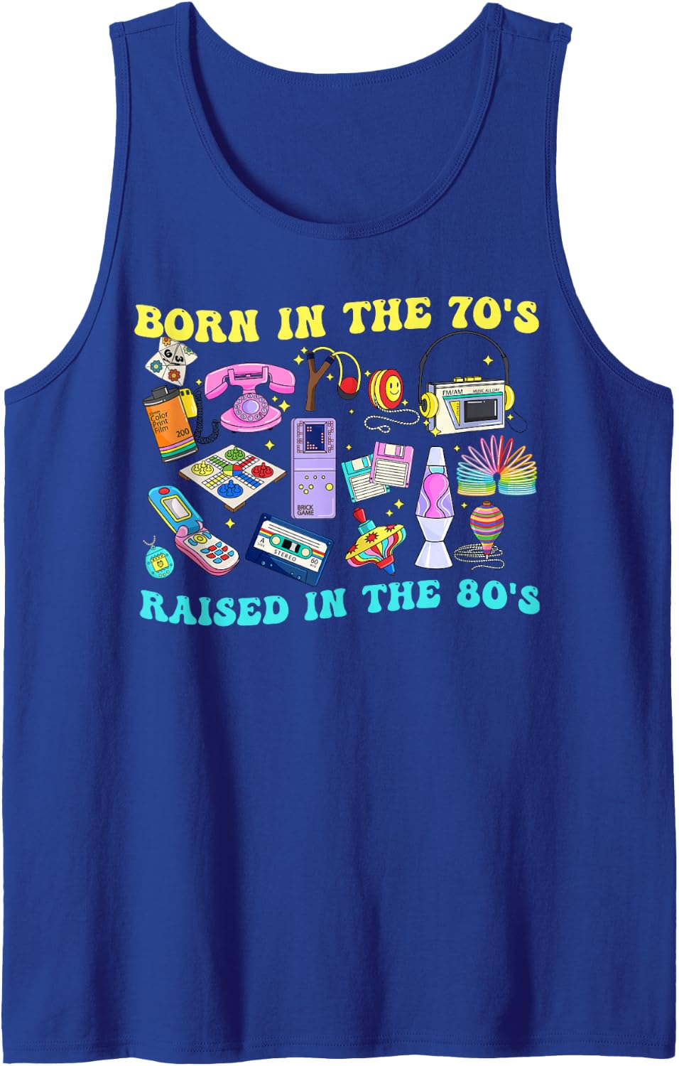 Born in The 70's Raised in The 80's & 1980s Vintage Sleeveless Tank Top - Royal Blue