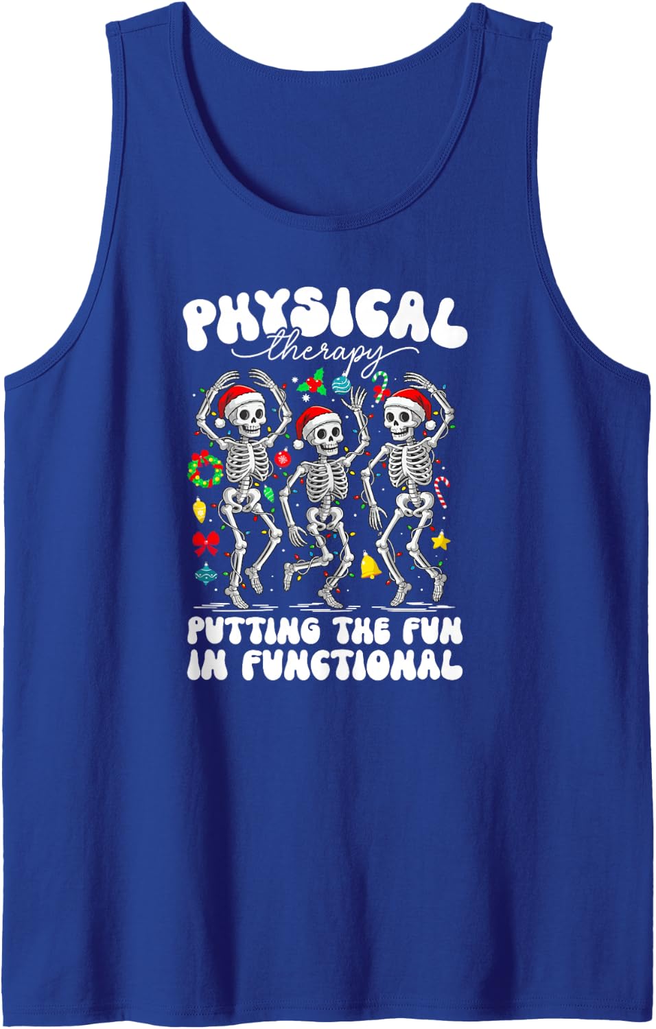 Groovy Physical Therapy Christmas PT Therapist Xmas Party Sleeveless Tank Top - Royal Blue