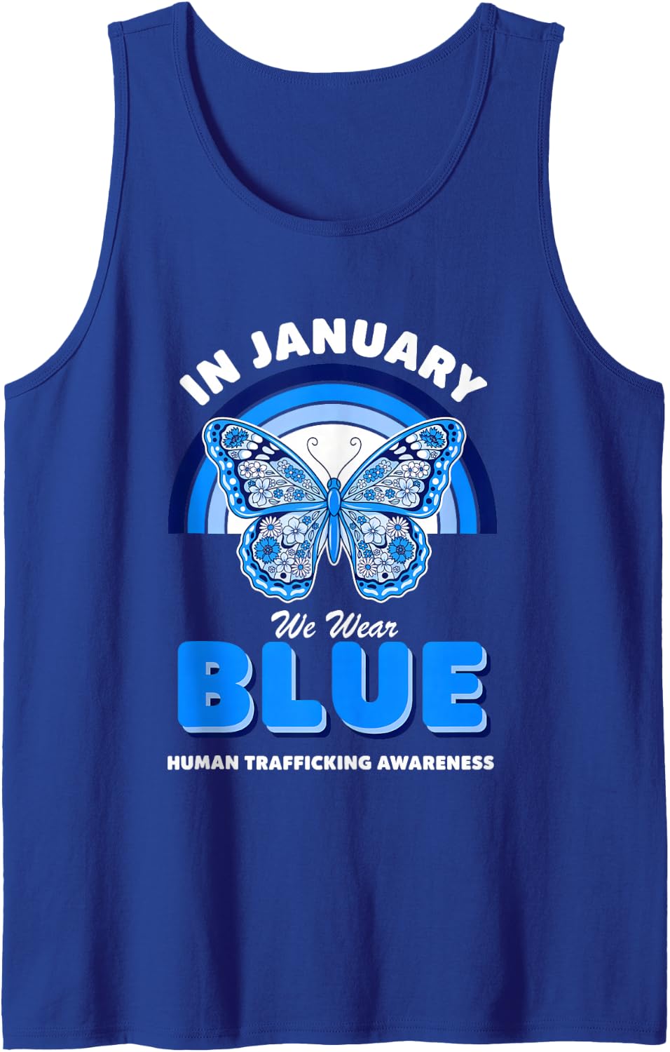 Blue Anti Human Trafficking Awareness Sleeveless Tank Top - Royal Blue