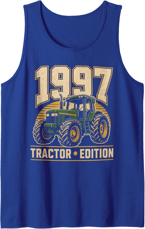 1987 Tractor Edition Vintage Farm Tractor Heritage Sleeveless Tank Top - Royal Blue