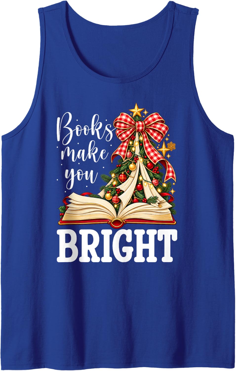 School Librarian Christmas Tree School Library Worker Xmas Sleeveless Tank Top - Royal Blue