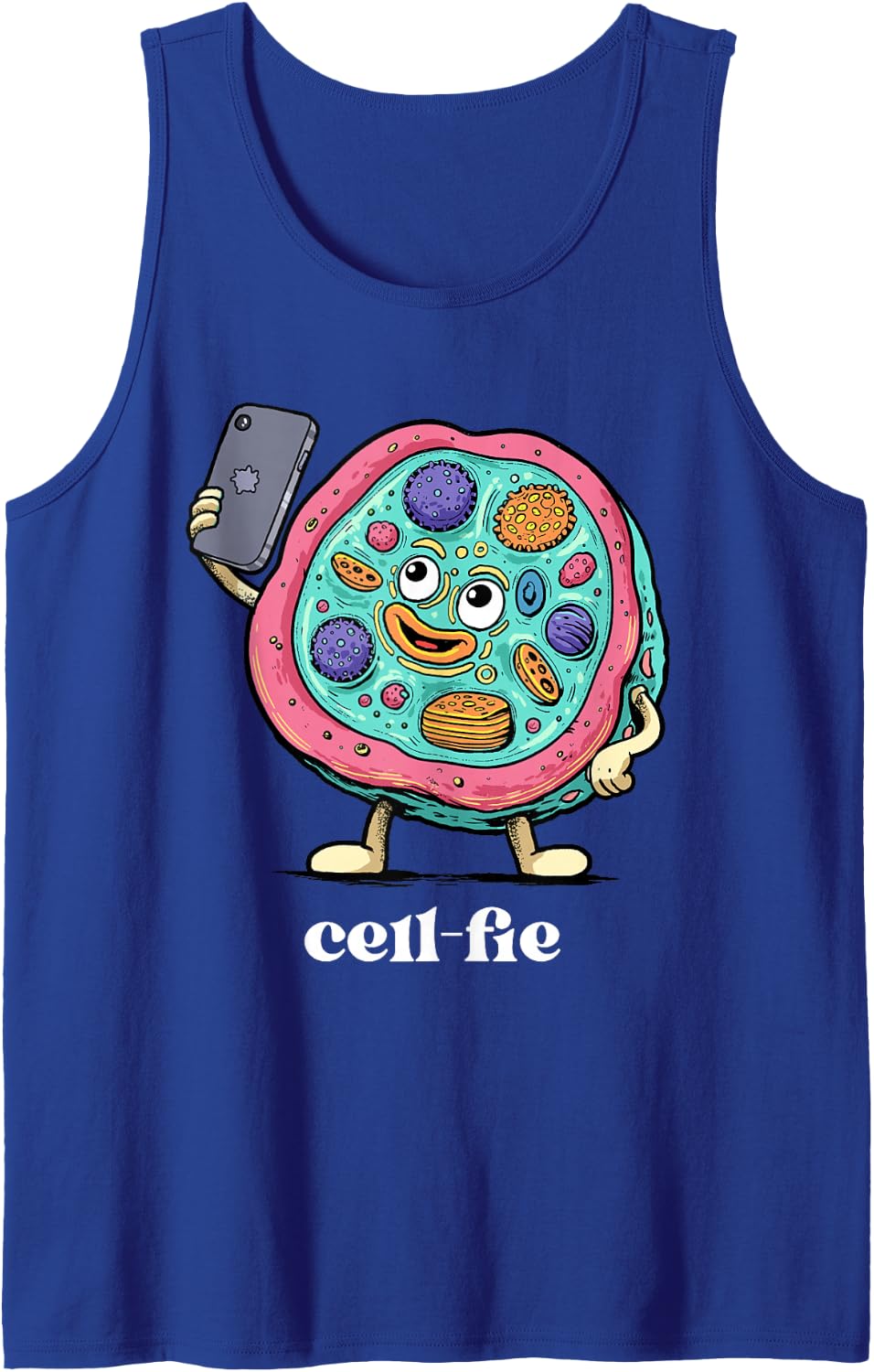 Science Shirt Cellfie Biology Selfie Pun Funny Teacher Sleeveless Tank Top - Royal Blue