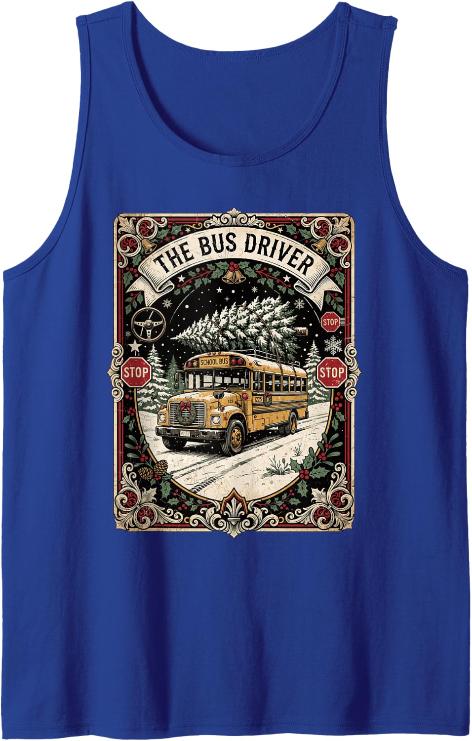 Bus Driver Christmas Tree The Bus Driver Vintage Tarot Art Sleeveless Tank Top - Royal Blue