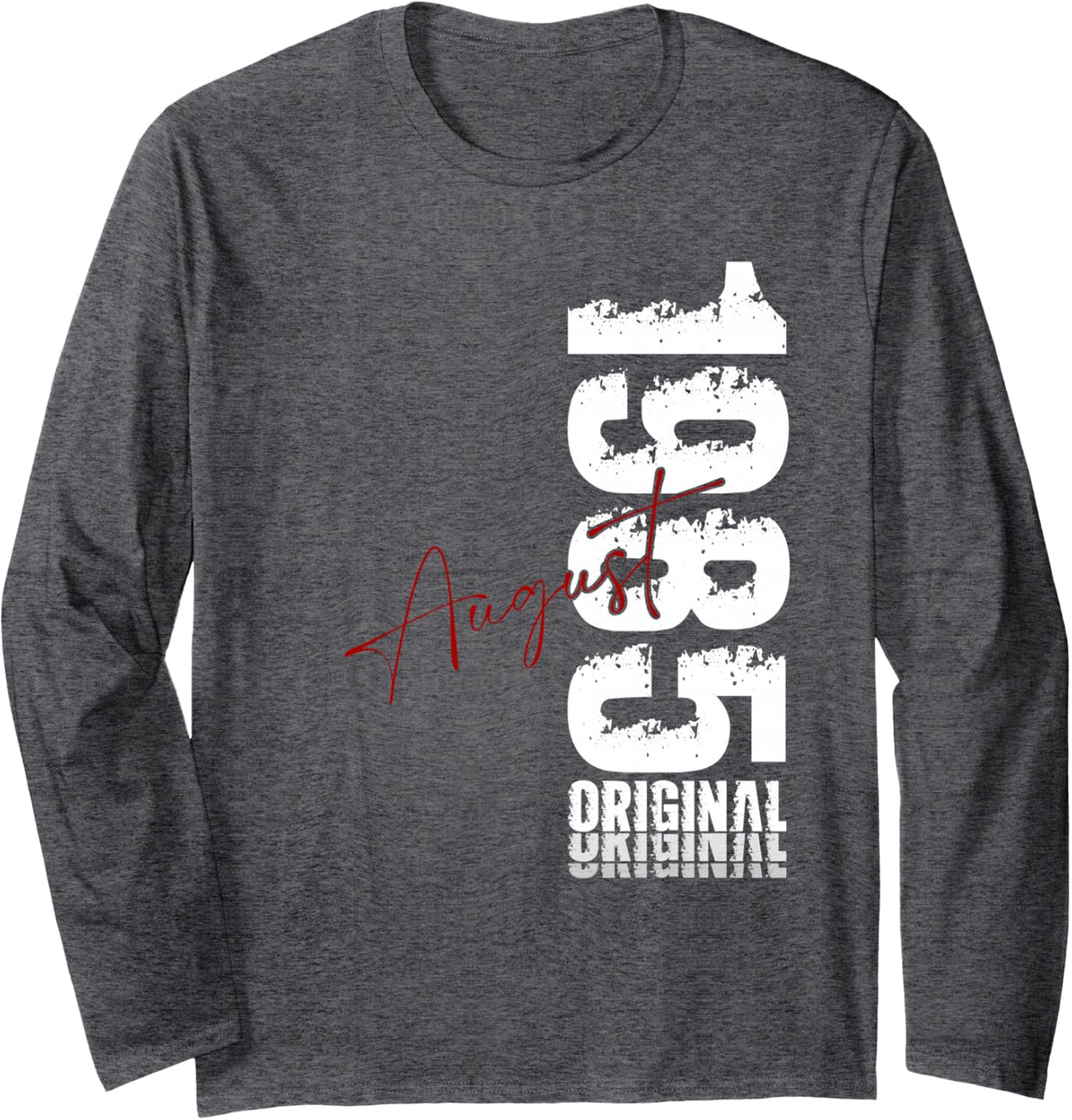 40th Birthday Man Gift Original August 1985 Long Sleeve T-Shirt - Adult Unisex Dark Heather Grey