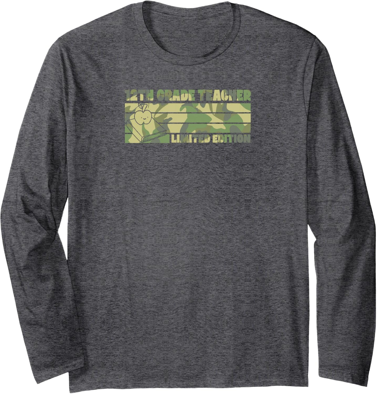 12th Grade Teacher Limited Edition Retro 70s Style Teacher Long Sleeve T-Shirt - Adult Unisex Dark Heather Grey