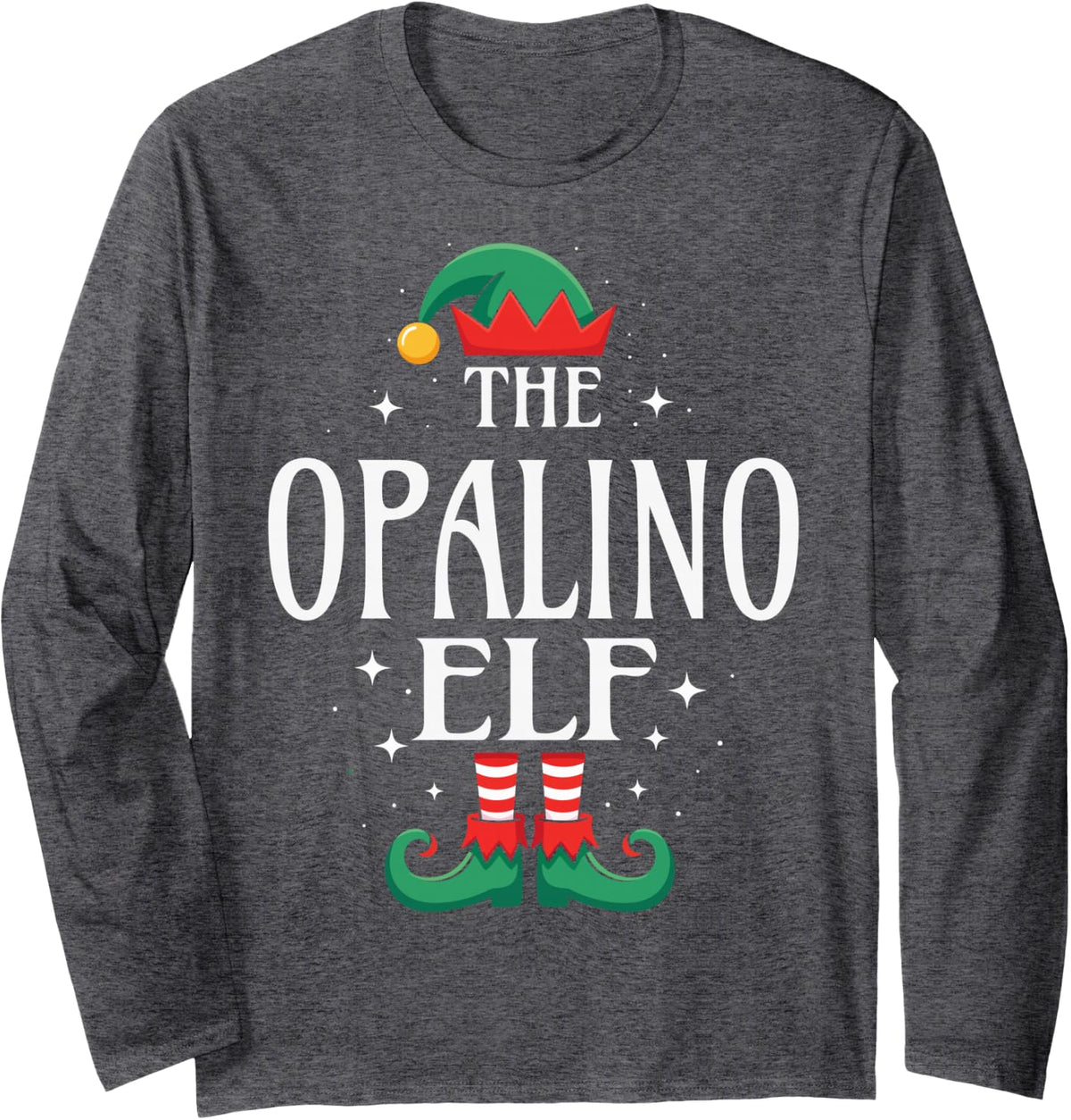 The Opalino Elf Funny Christmas Grandpa Matching Family Long Sleeve T-Shirt - Adult Unisex Dark Heather Grey