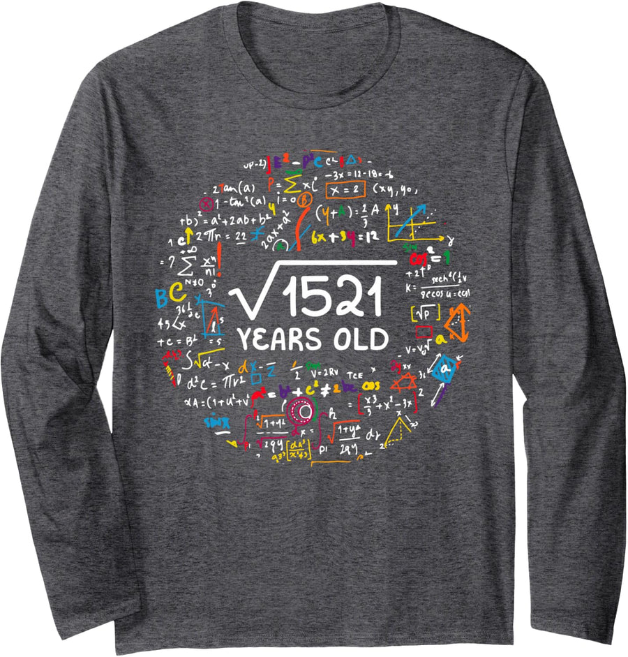 Square Root of 1521 39th Birthday 39 Year Old Gifts Math Long Sleeve T-Shirt - Adult Unisex Dark Heather Grey