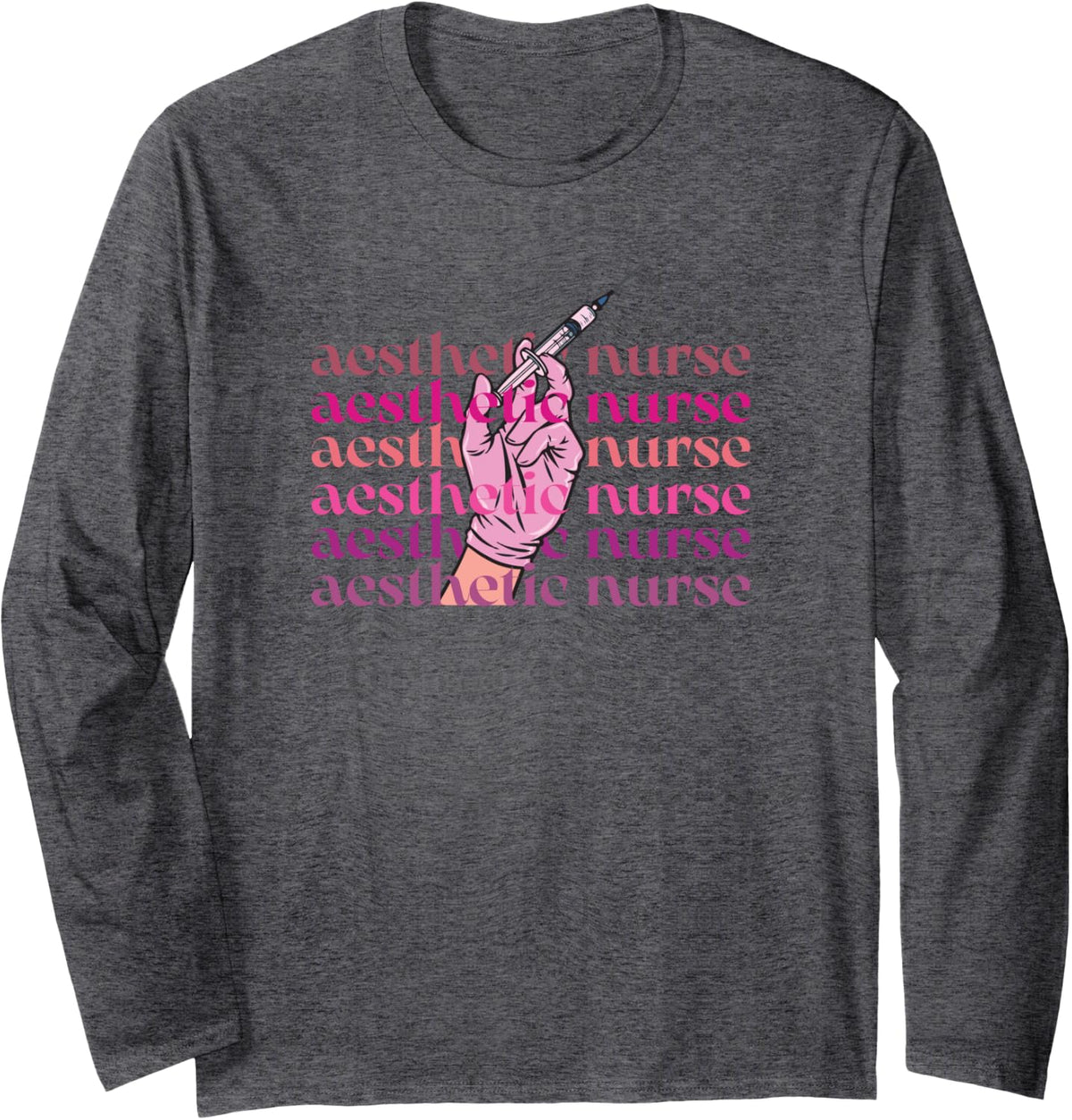 Aesthetic Nurse Long Sleeve T-Shirt - Adult Unisex Dark Heather Grey