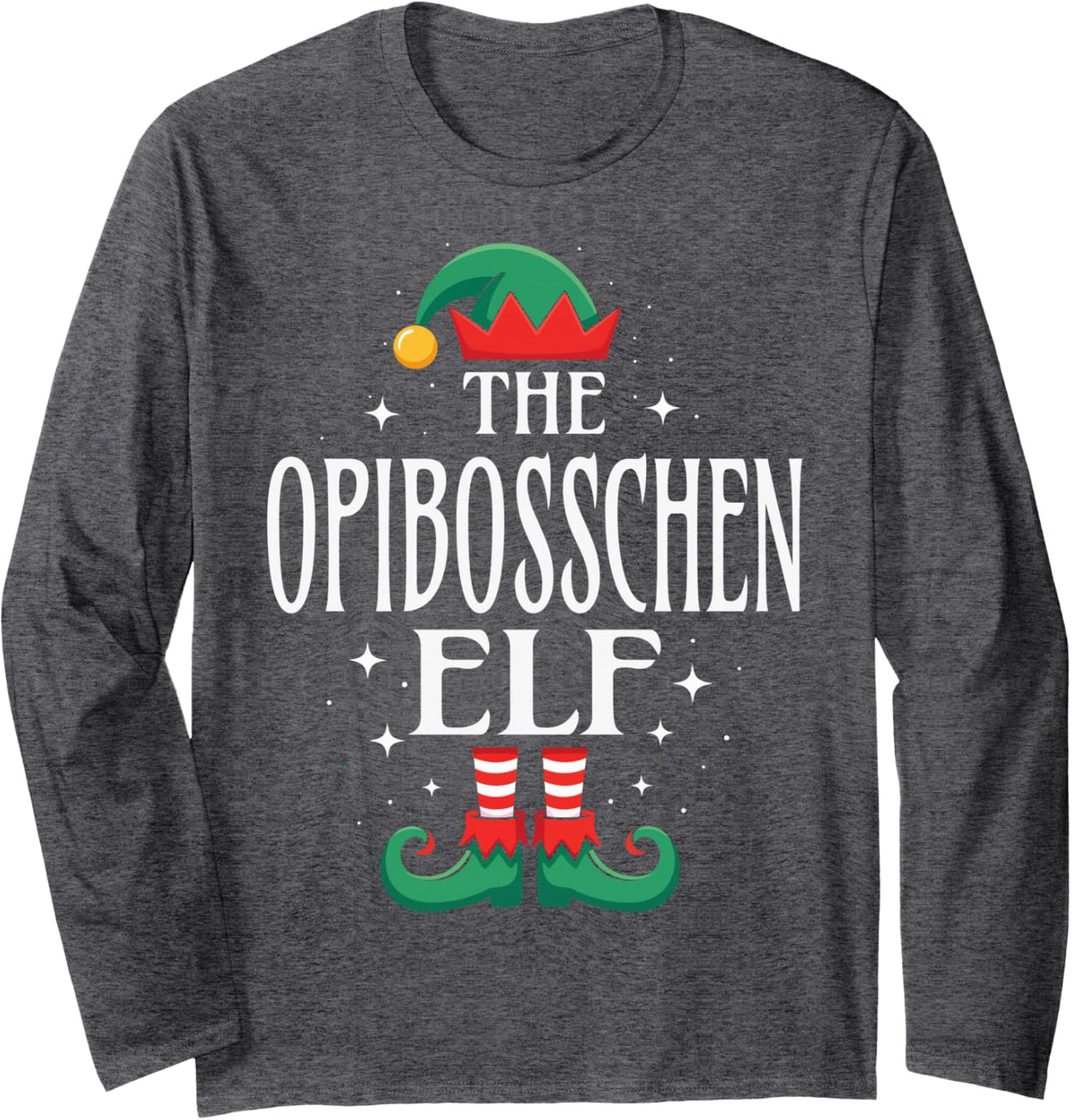 The Opibosschen Elf Christmas Grandpa Matching Family Long Sleeve T-Shirt - Adult Unisex Dark Heather Grey