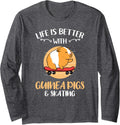 Life is Better with Guinea Pigs Skating Long Sleeve T-Shirt - Adult Unisex Dark Heather Grey