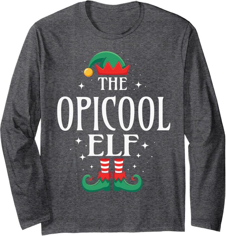 The Opicool Elf Funny Christmas Grandpa Matching Family Long Sleeve T-Shirt - Adult Unisex Dark Heather Grey