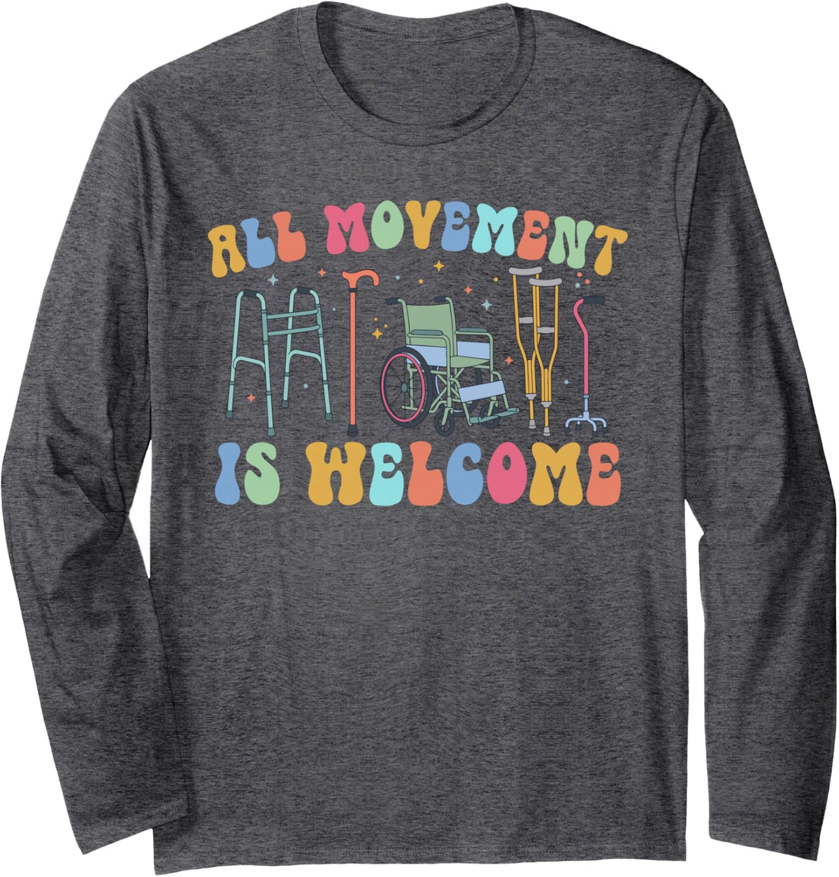 Physical Therapist Appreciation Month Groovy PT Therapist Long Sleeve T-Shirt - Adult Unisex Dark Heather Grey