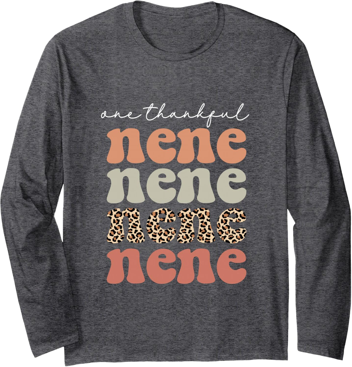 One Thankful Nene Autumn Tree Fall Leaves Thanksgiving Long Sleeve T-Shirt - Adult Unisex Dark Heather Grey