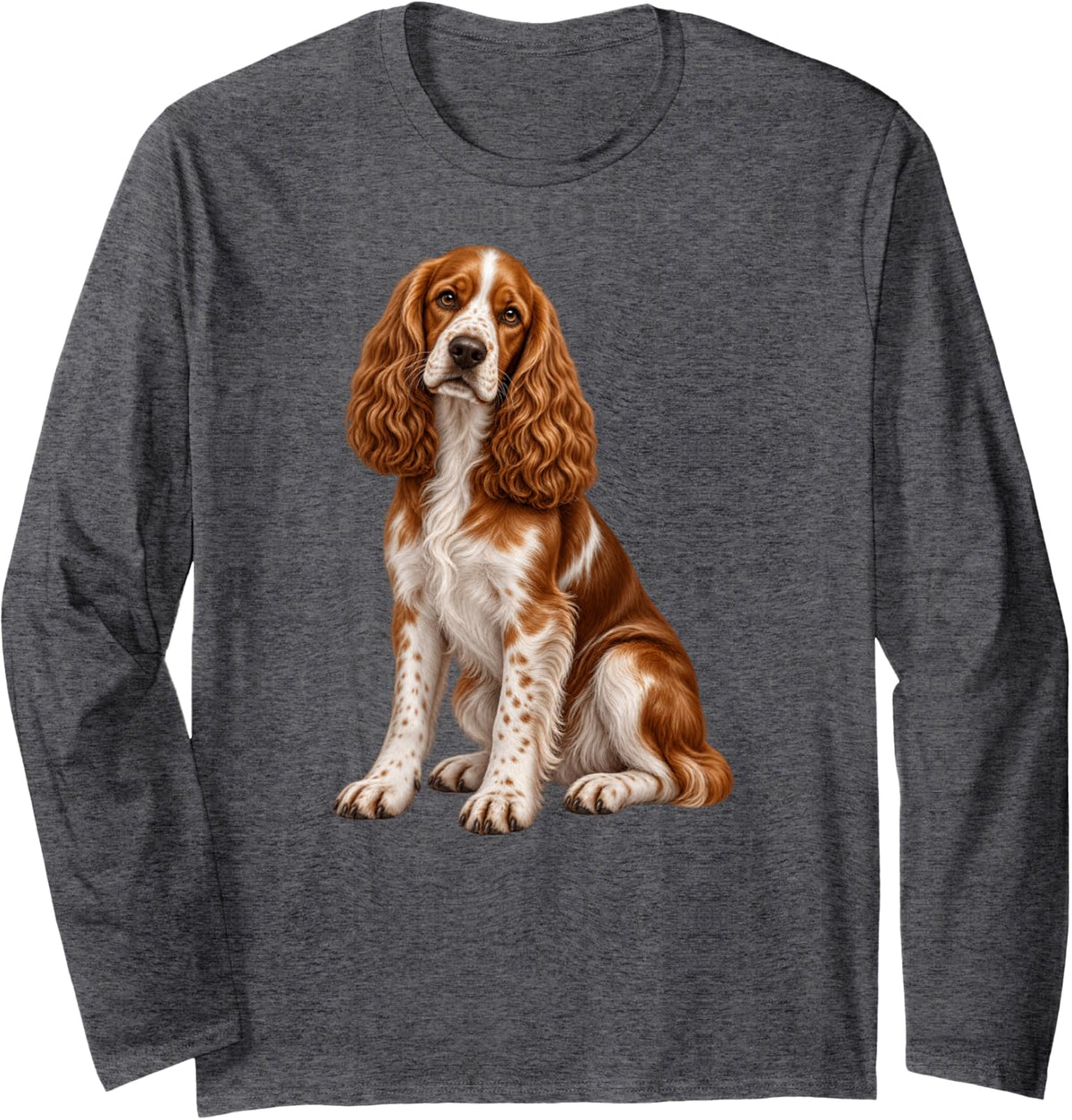 Cocker Spaniel Mom and Dad Dog Long Sleeve T-Shirt - Adult Unisex Dark Heather Grey