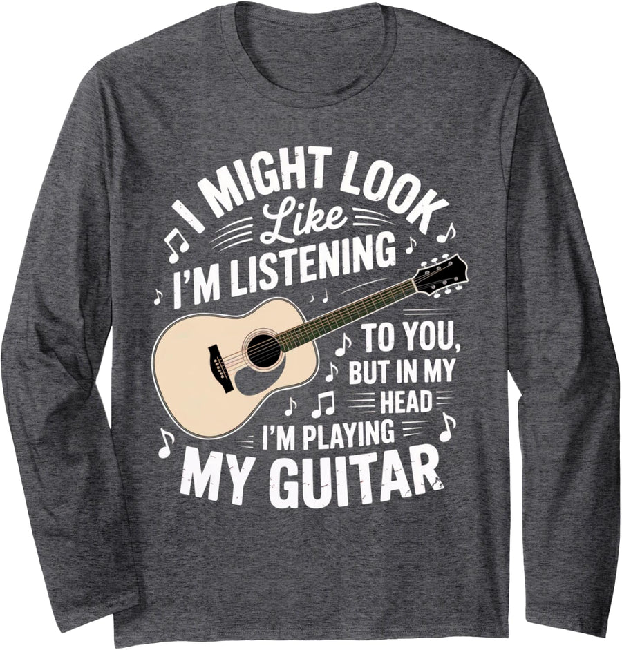 Acoustic Rock Acoustic Guitar String Acoustic Guitars Long Sleeve T-Shirt - Adult Unisex Dark Heather Grey