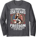 Cocker Spaniel Dog Dad Mom 250 Years Freedom 1776 2026 Long Sleeve T-Shirt - Adult Unisex Dark Heather Grey