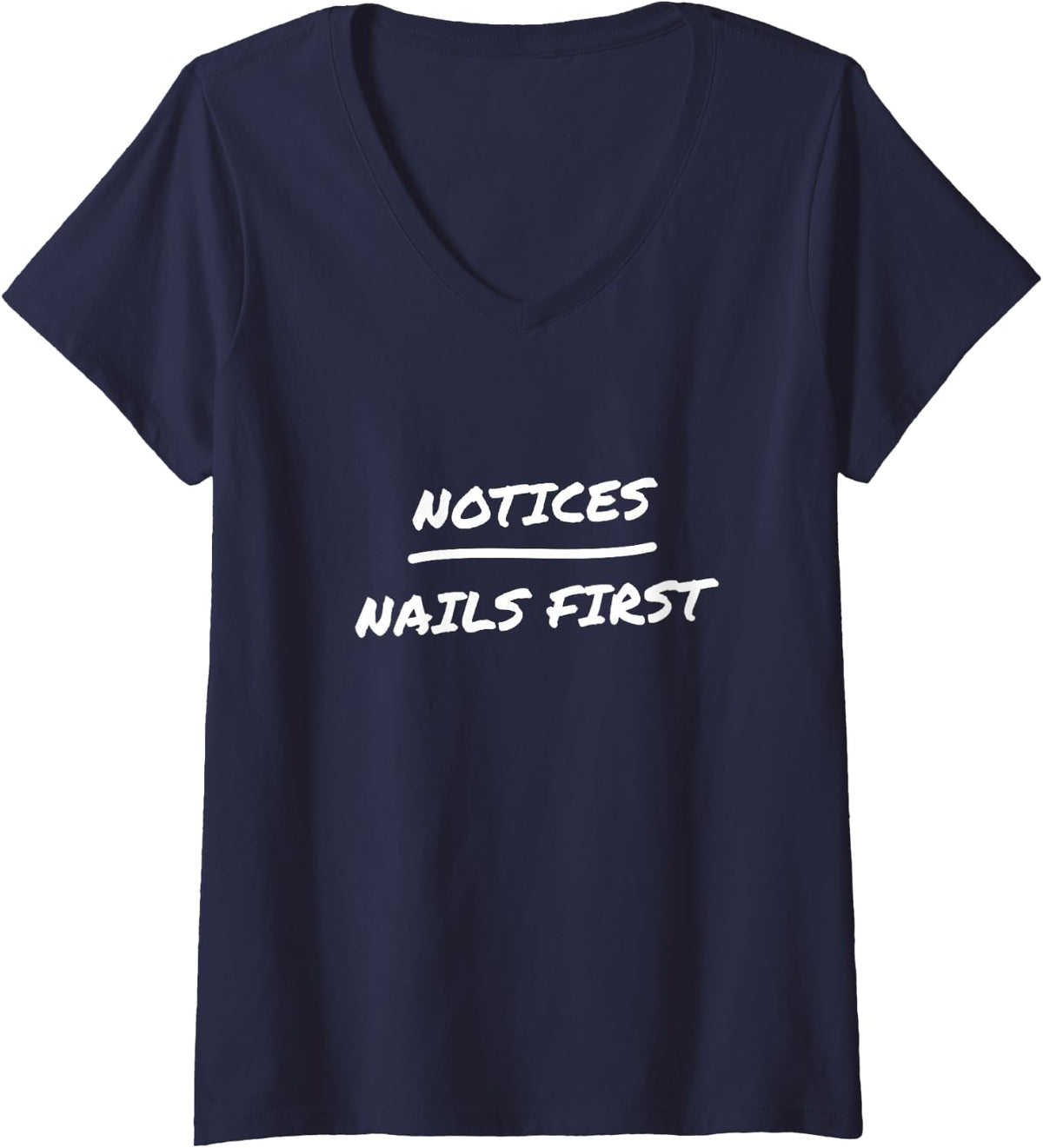 Women's Nail Tech Manicurist Acrylic Nails Gel Nails Nail Salon V-Neck T-Shirt - Navy Blue