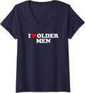 Women's I Love Older Men V-Neck T-Shirt - Navy Blue