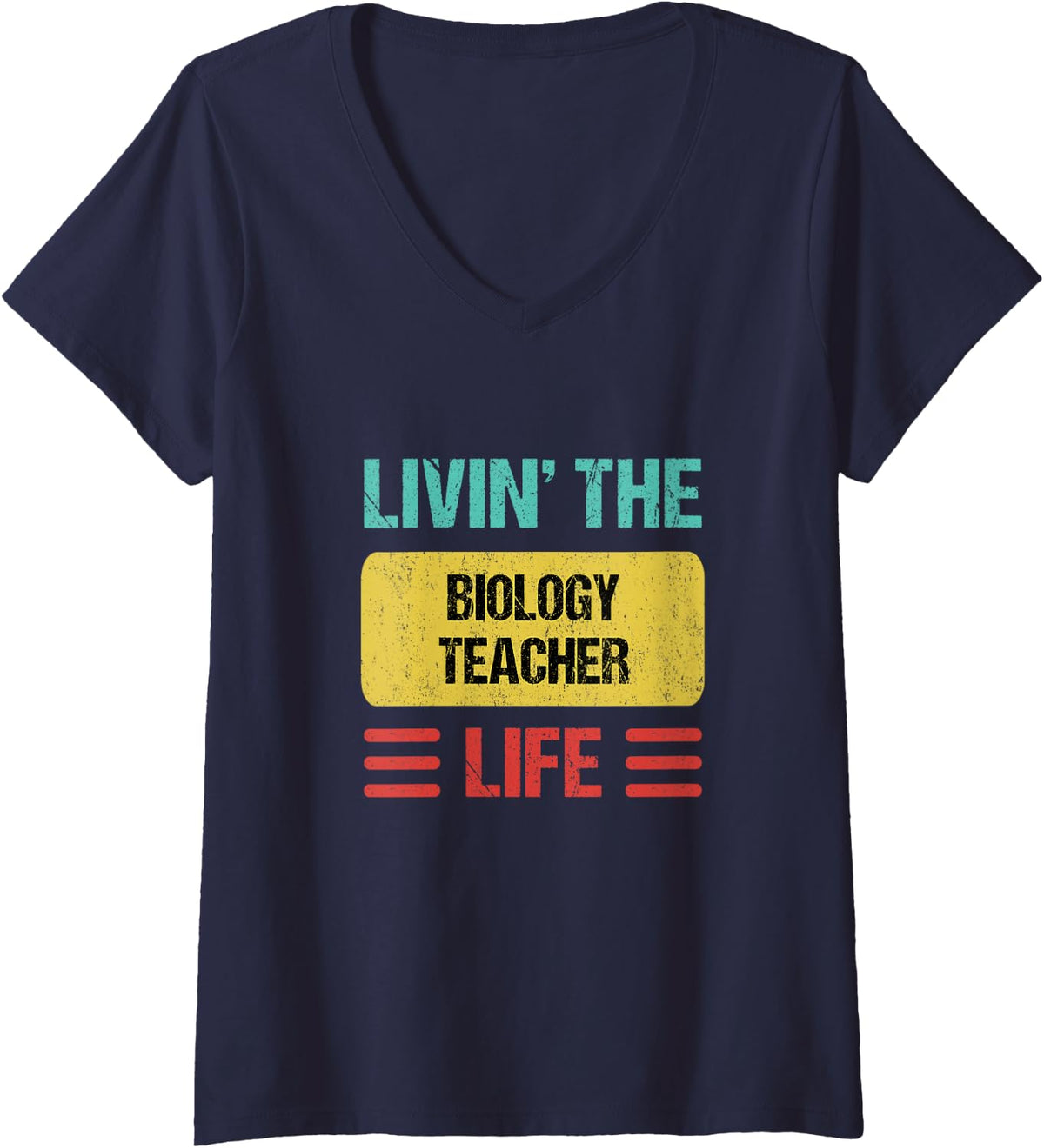Women's Biology Teacher V-Neck T-Shirt - Navy Blue