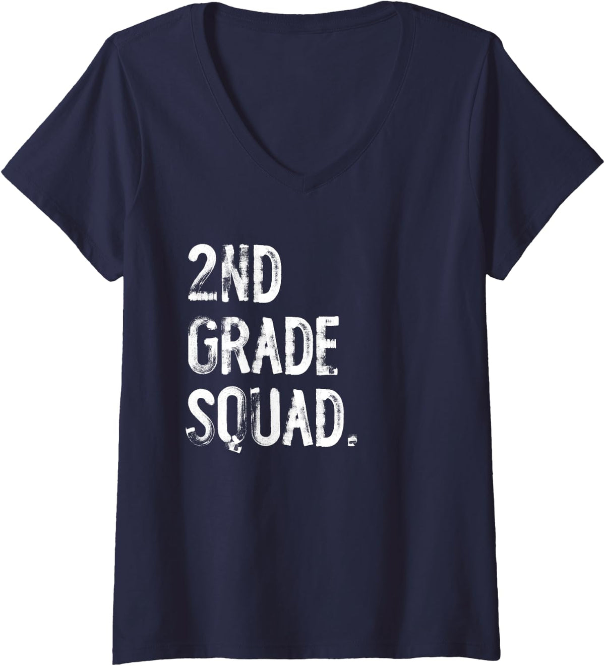 Women's 2nd Grade Squad Back to School Student Teacher V-Neck T-Shirt - Navy Blue
