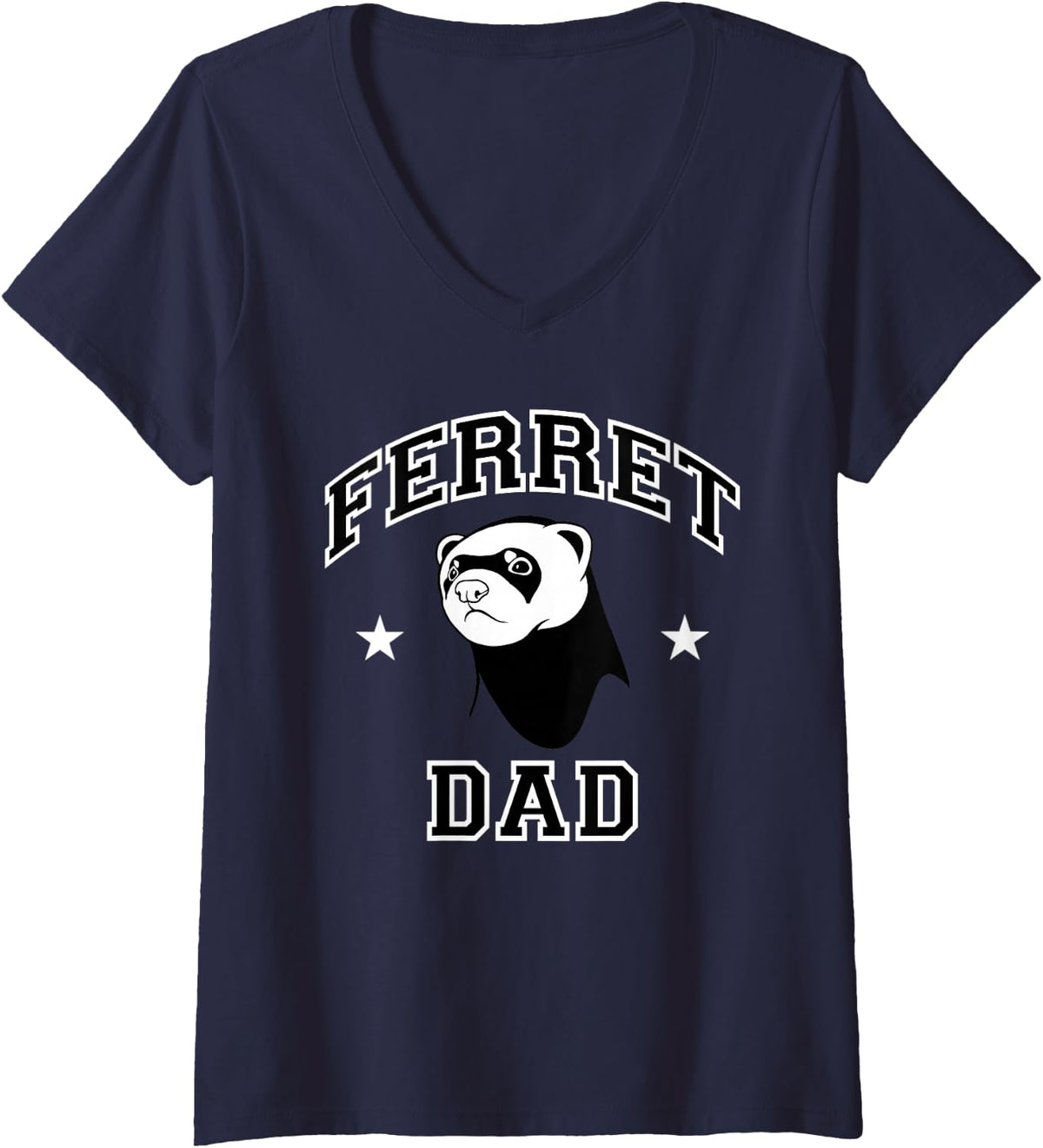 Women's Ferret Dad V-Neck T-Shirt - Navy Blue