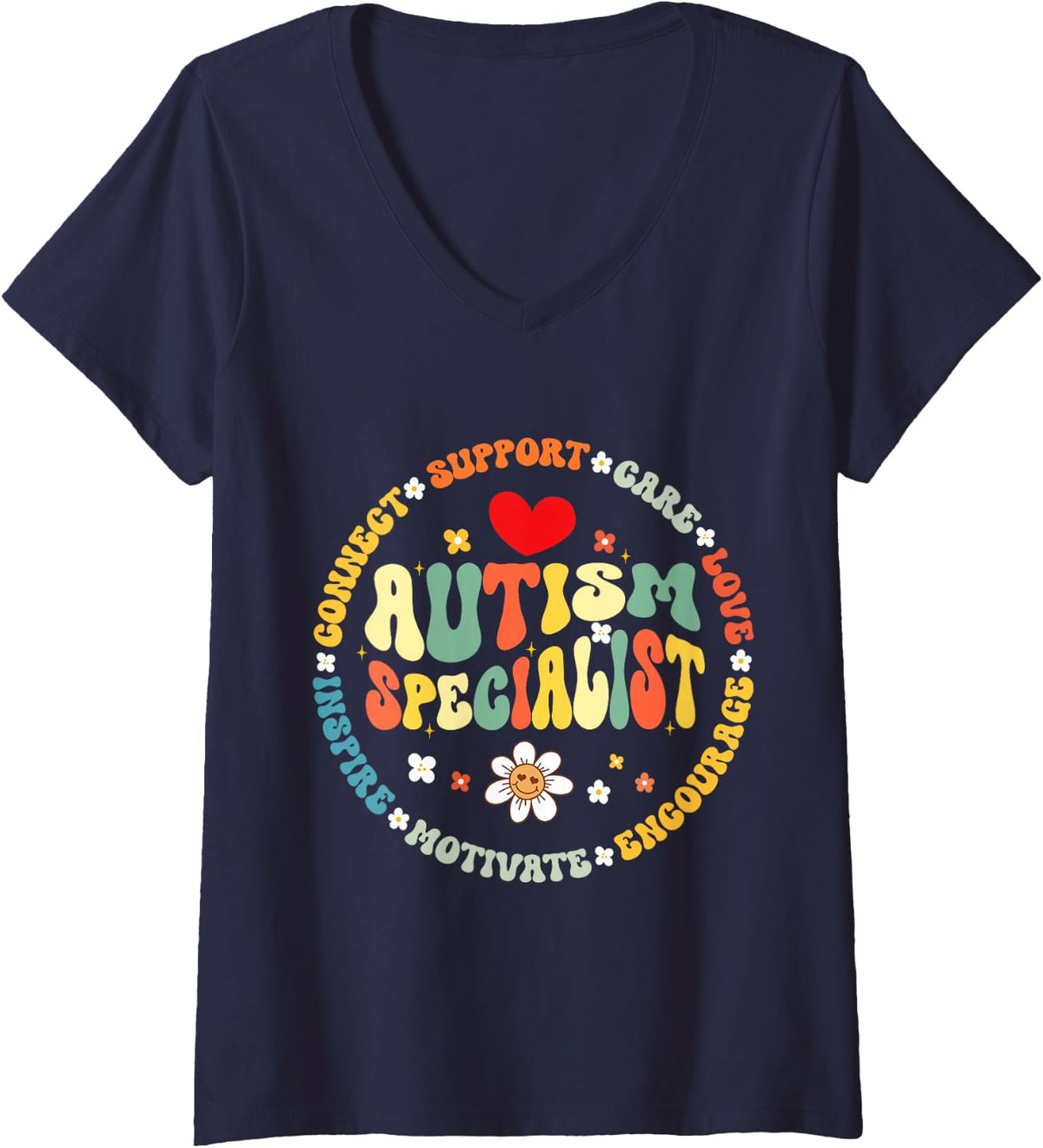 Women's Cute Early Childhood Special Education SPED ECSE Specialist V-Neck T-Shirt - Navy Blue