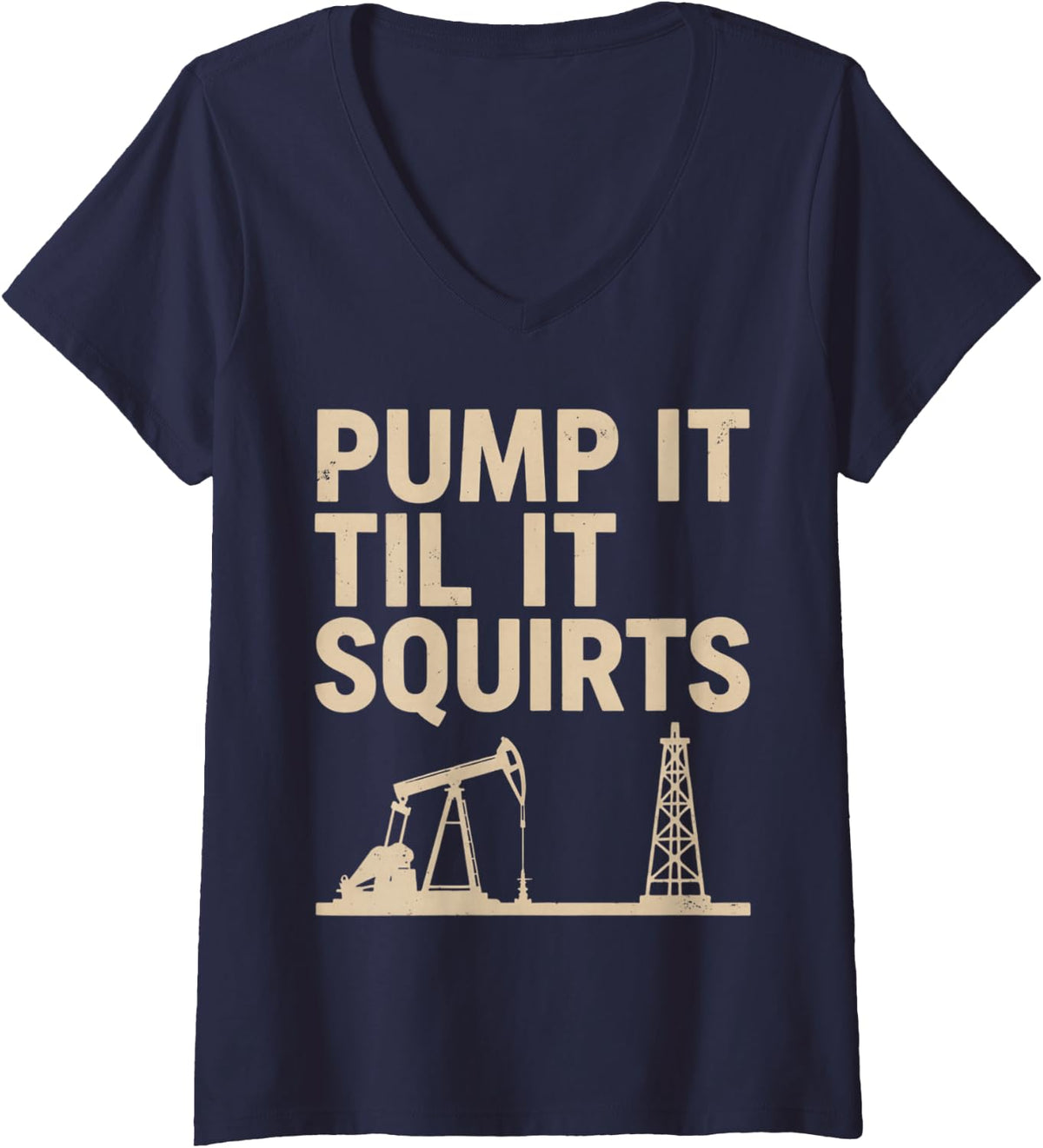 Women's Oilfield Drilling Rig Worker Energy Industry V-Neck T-Shirt - Navy Blue