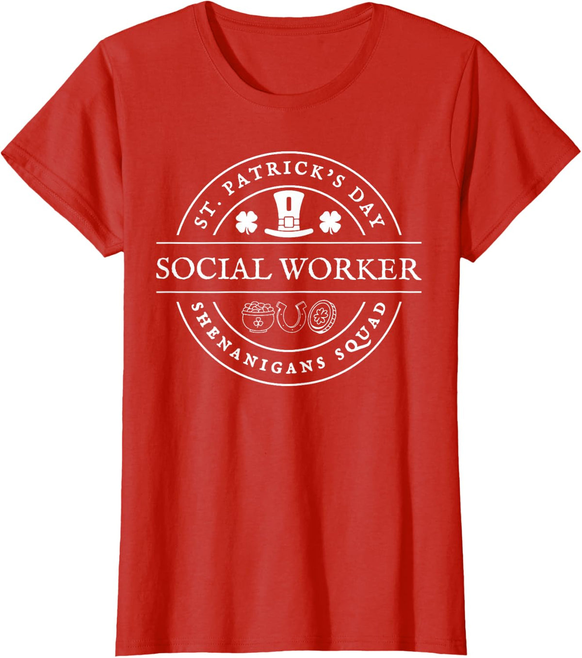 Social Worker Shenanigans Squad St Patricks Day Social Work T-Shirt - Red