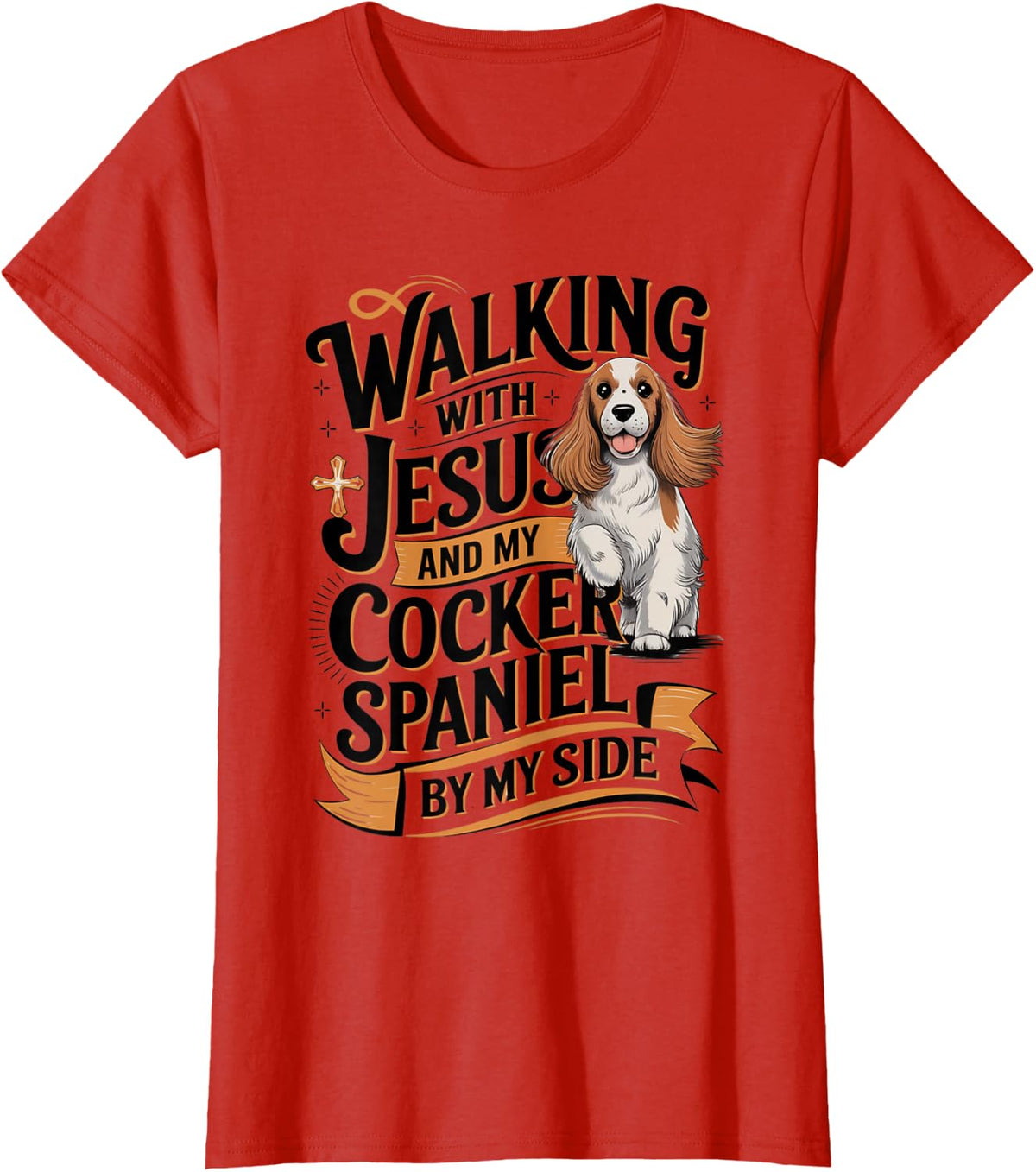 Cocker Spaniel Dog Owner Pet Lover Christian Faith T-Shirt - Red