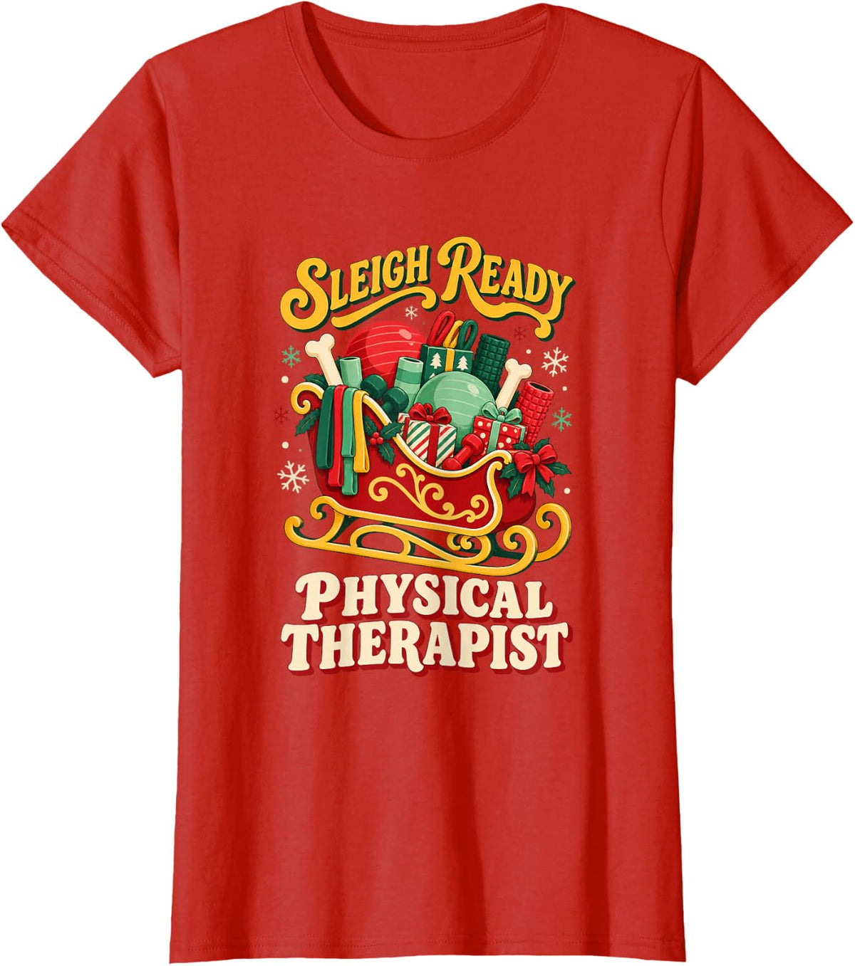 Christmas Physical Therapist Holiday Winter T-Shirt - Red
