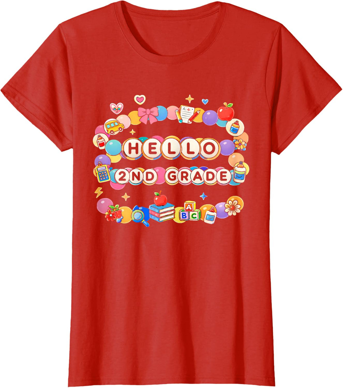 Hello 2nd Second Grade Back to School Best Friends Girls T-Shirt - Red