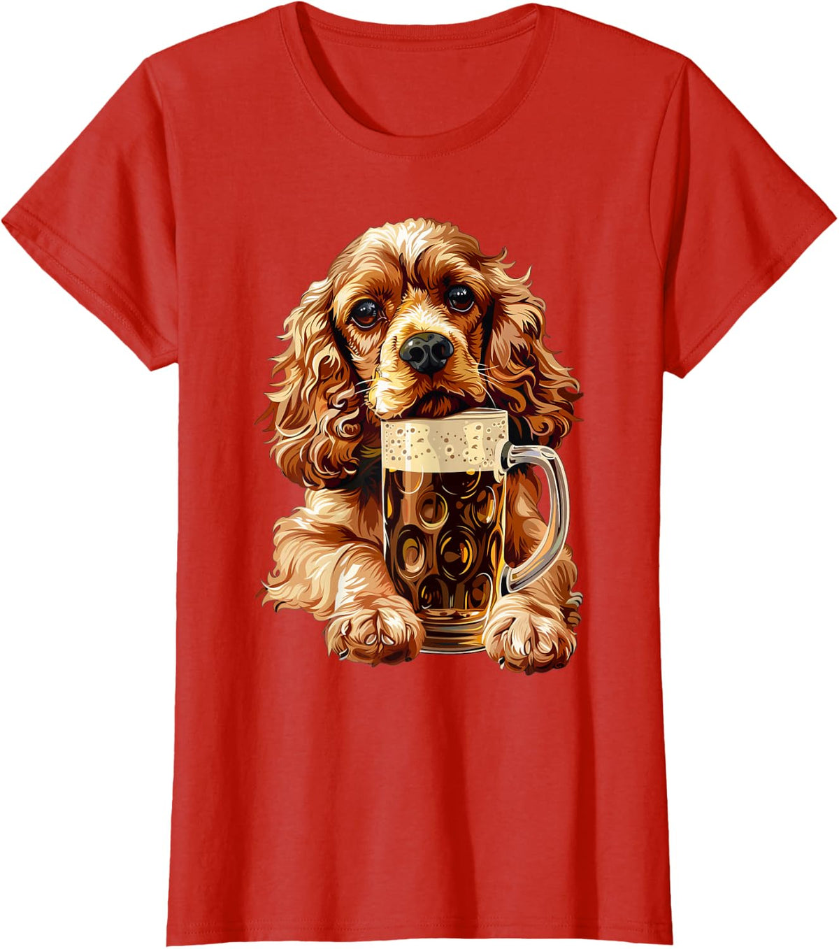 Cocker Spaniel Beer T-Shirt - Red