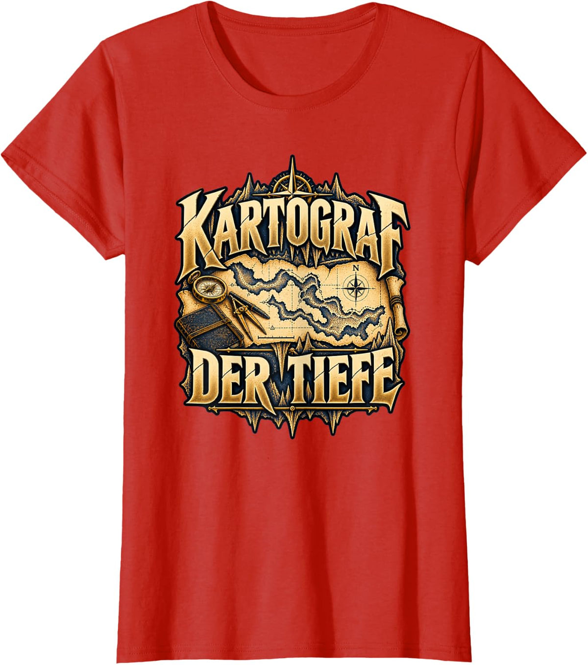 Kartograf der Tiefe Spelunking Caving Cave Explorer Shirt T-Shirt - Red