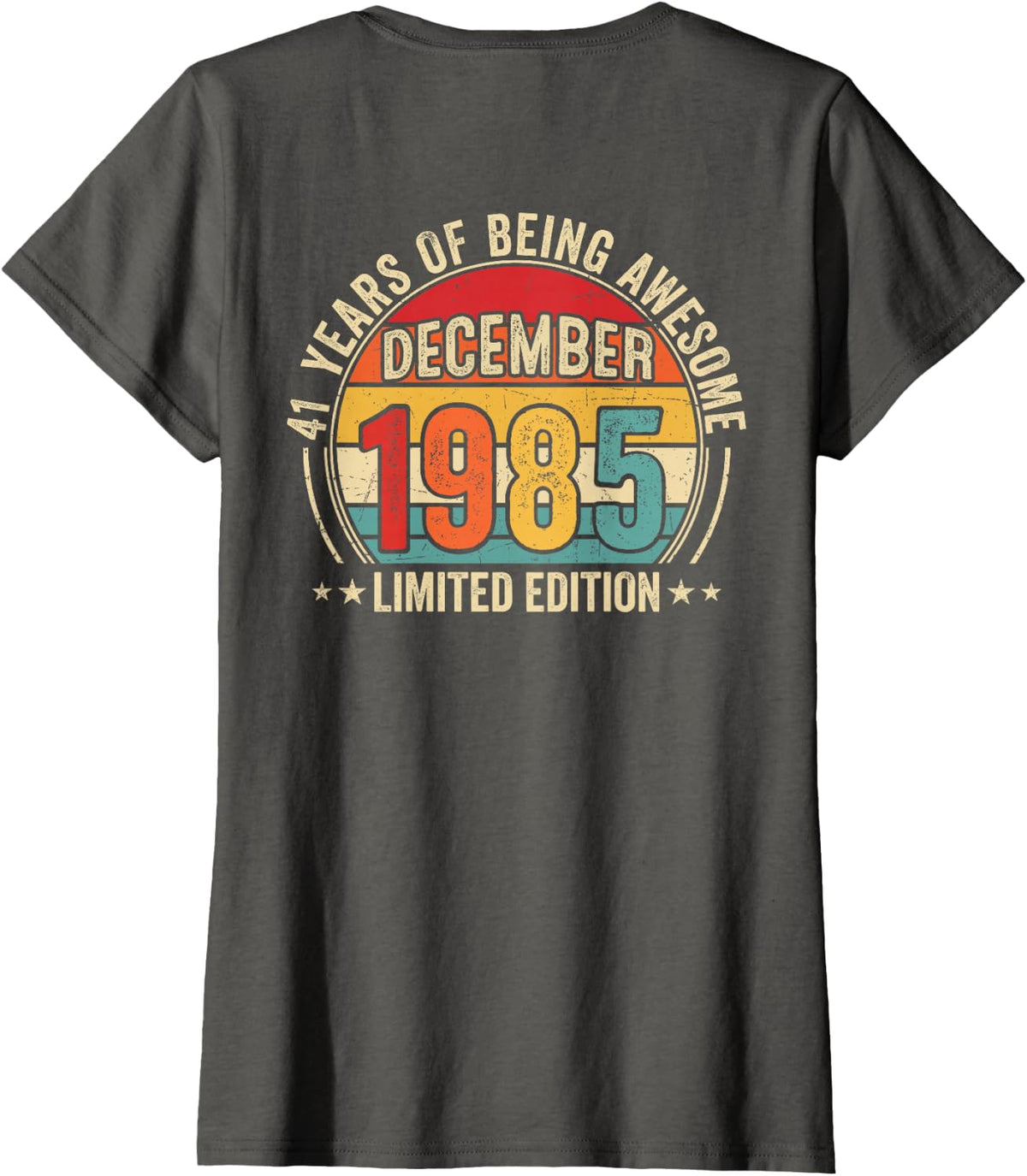 (Back) Awesome Since December 1985 Vintage 41st Birthday T-Shirt - Asphalt Grey