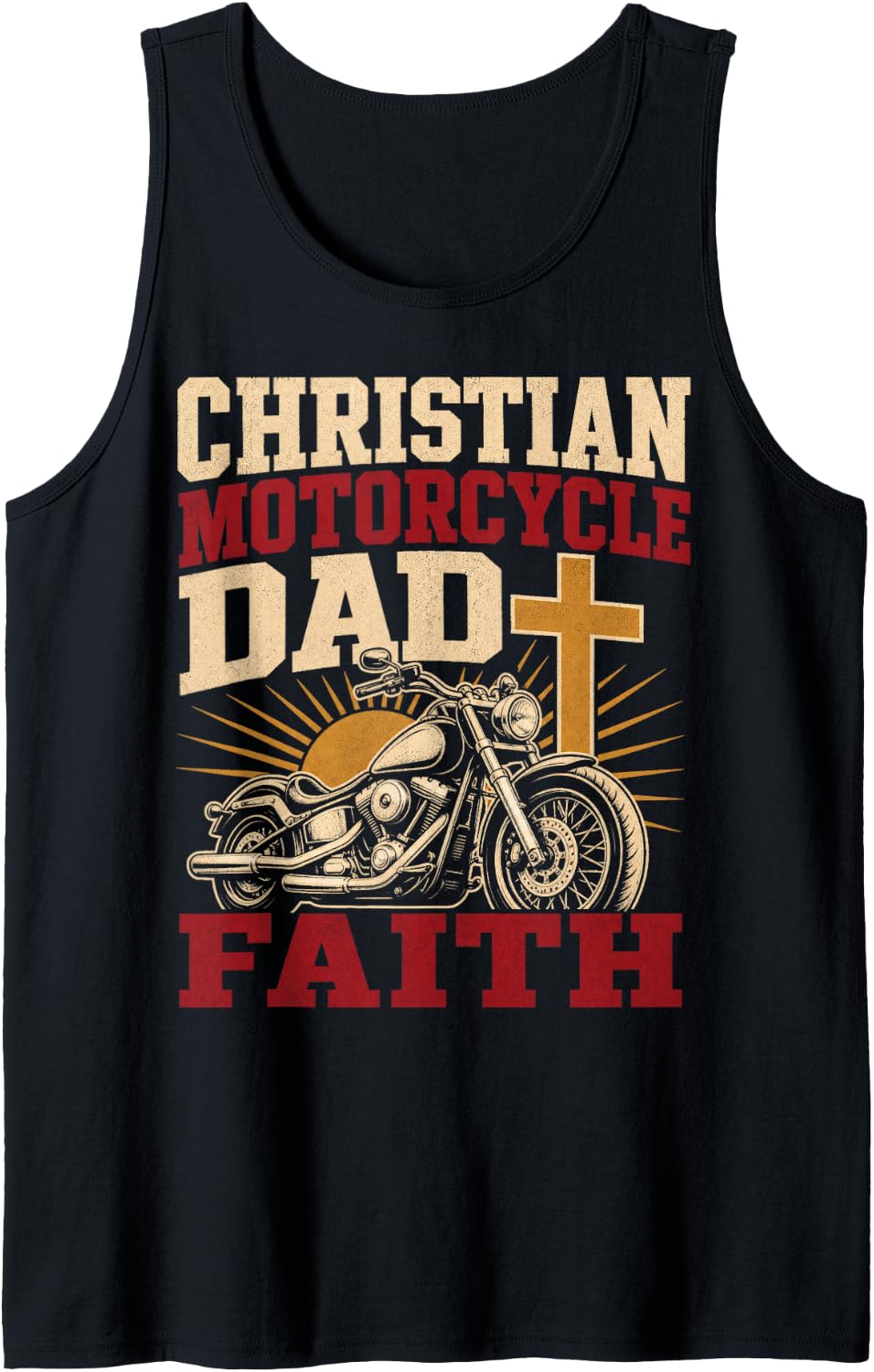 Men's Motorcycle Dad Faith Christian Biker Sleeveless Tank Top - Black